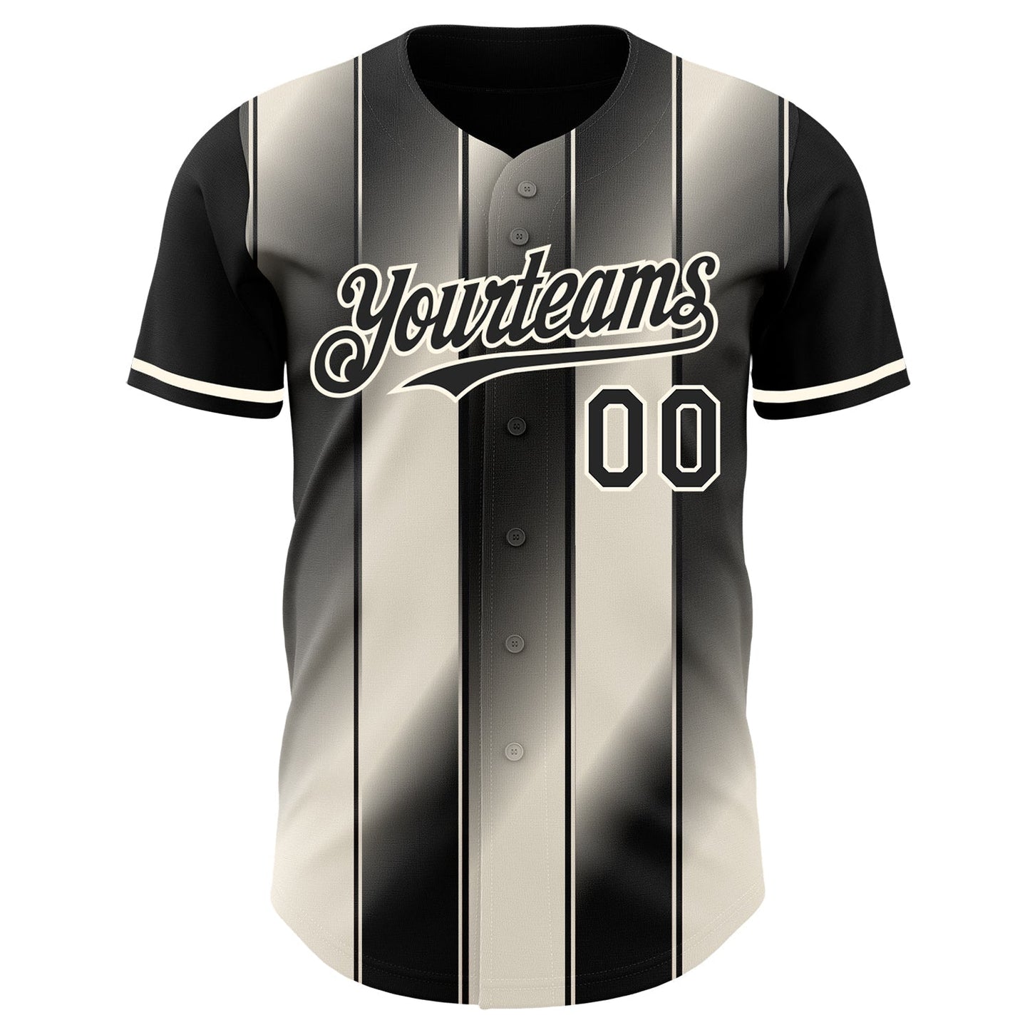 Custom Black Cream-Cream Gradient Classic Vertical Stripe Authentic Baseball Jersey baseball jersey product view 2