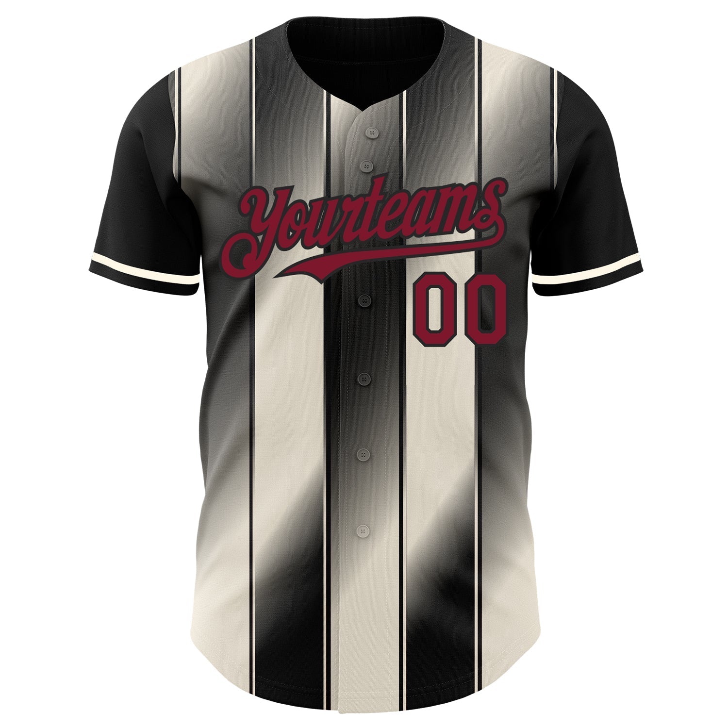 Custom Black Crimson-Cream Gradient Classic Vertical Stripe Authentic Baseball Jersey baseball jersey product view 2