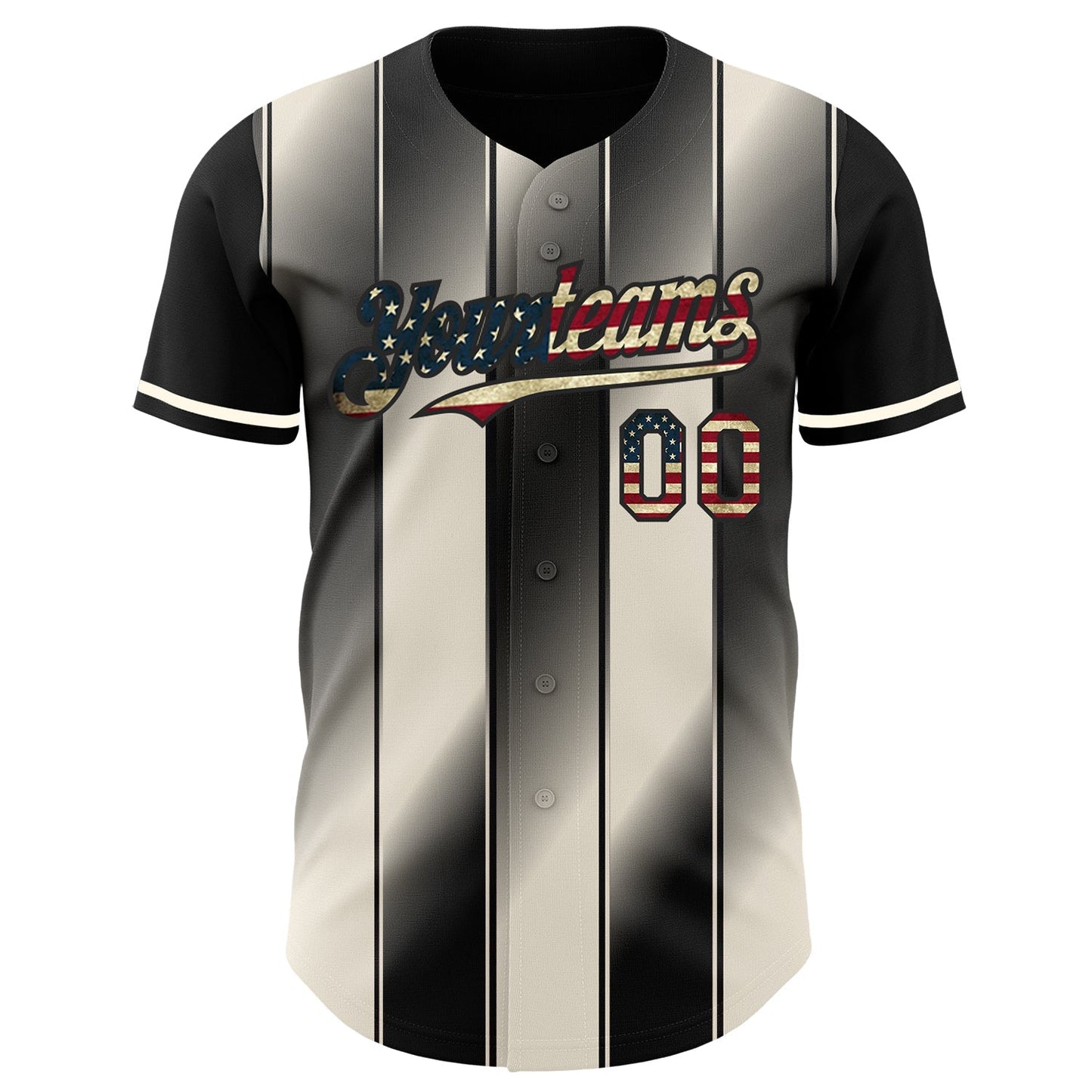 Custom Black Vintage USA Flag-Cream Gradient Classic Vertical Stripe Authentic Baseball Jersey baseball jersey product view 2