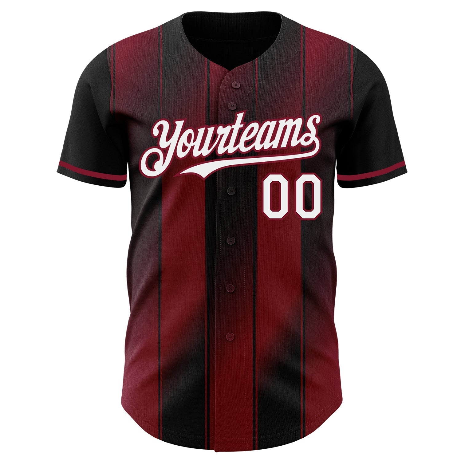 Custom Black White-Crimson Gradient Classic Vertical Stripe Authentic Baseball Jersey baseball jersey product view 2