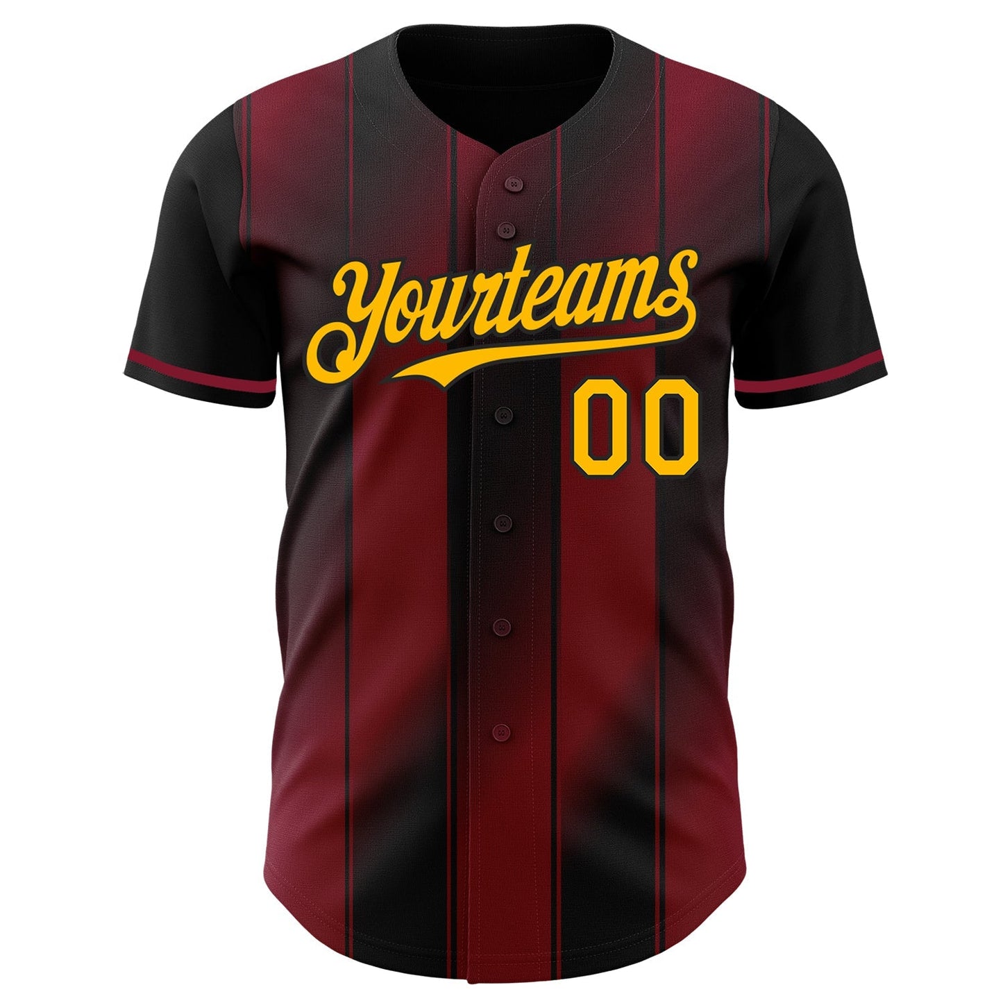 Custom Black Gold-Crimson Gradient Classic Vertical Stripe Authentic Baseball Jersey baseball jersey product view 2