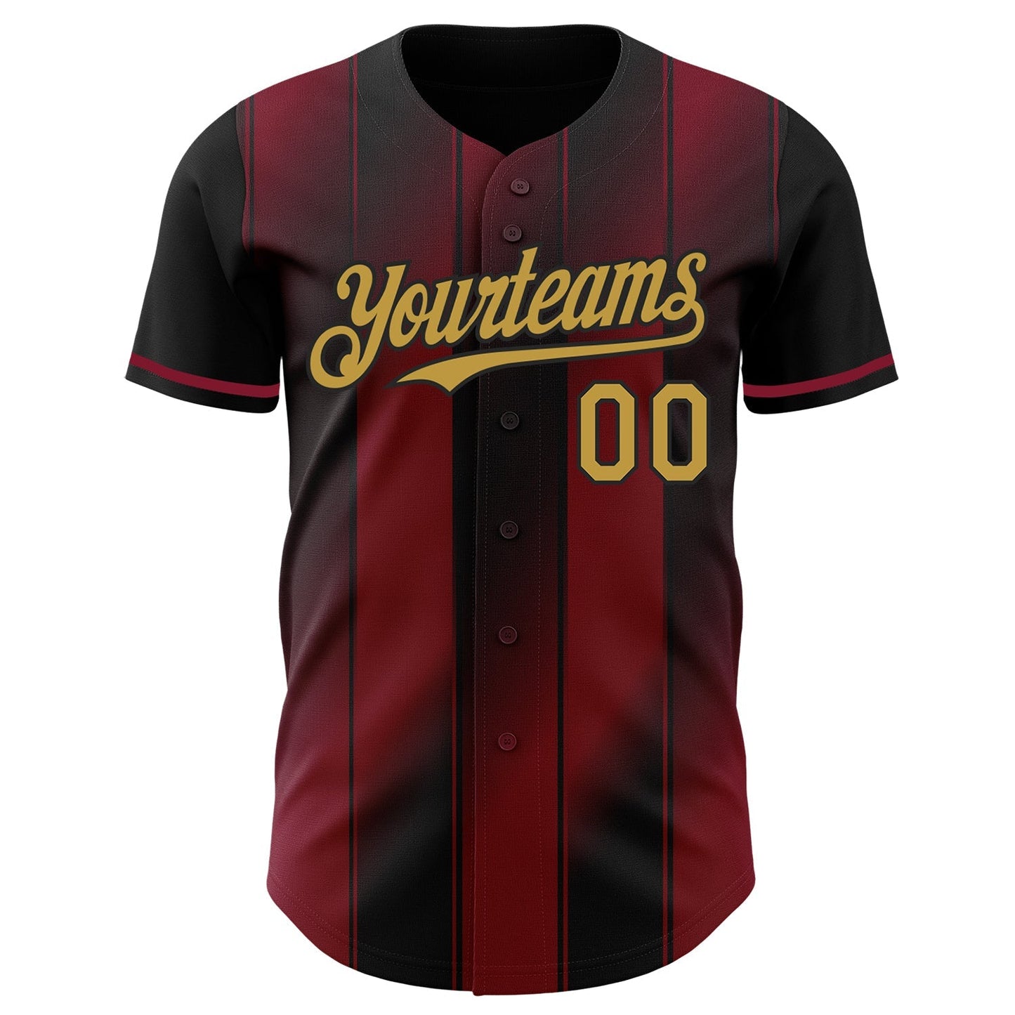 Custom Black Old Gold-Crimson Gradient Classic Vertical Stripe Authentic Baseball Jersey baseball jersey product view 2