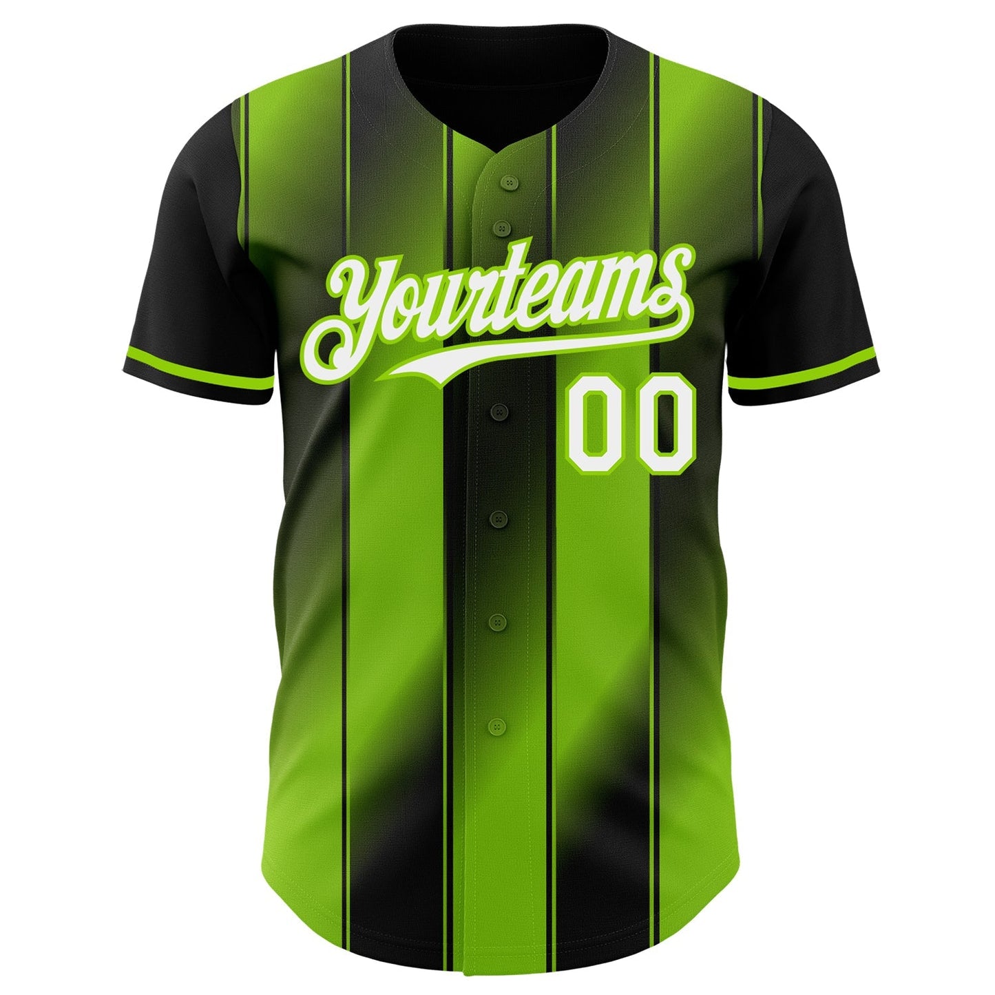 Custom Black White-Neon Green Gradient Classic Vertical Stripe Authentic Baseball Jersey baseball jersey product view 2