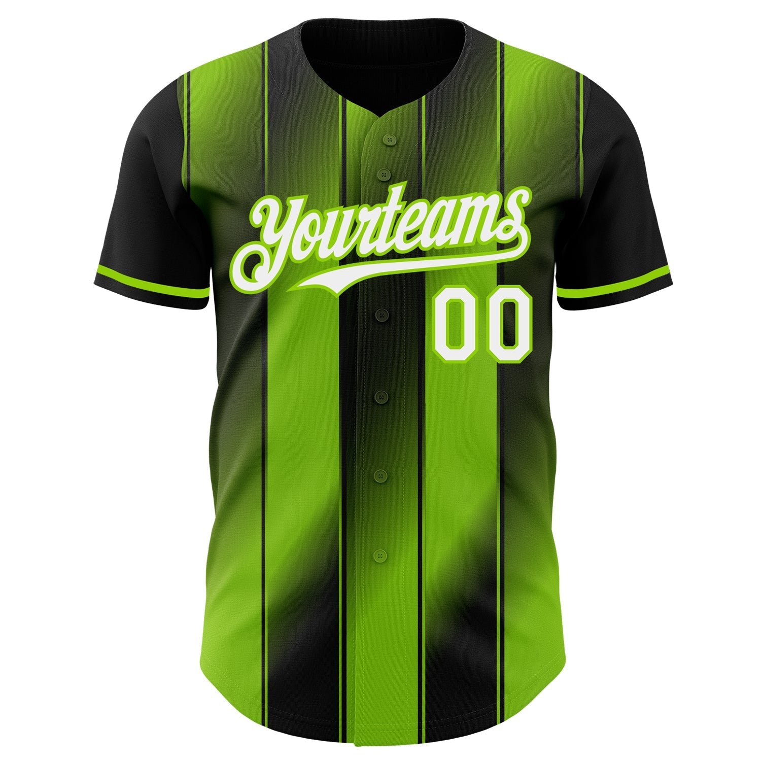Custom Black White-Neon Green Gradient Classic Vertical Stripe Authentic Baseball Jersey baseball jersey product view 2