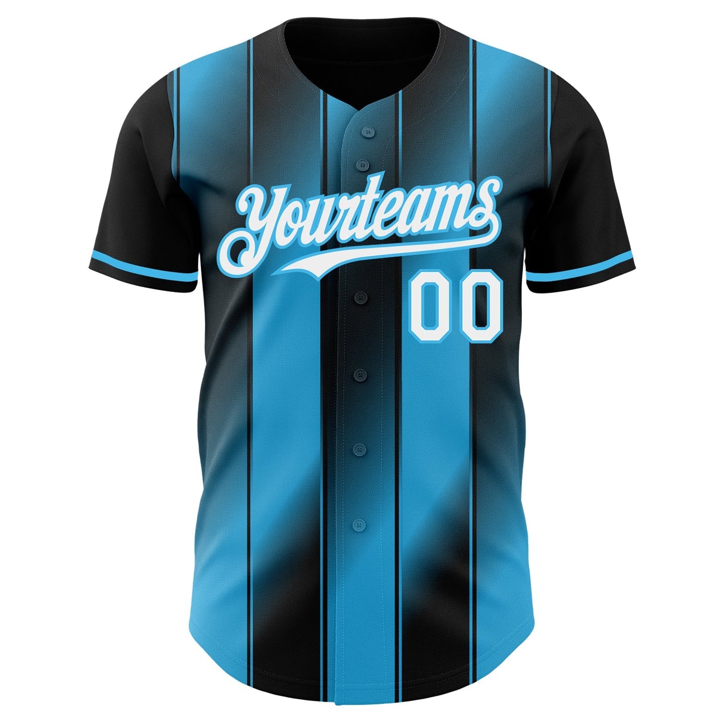 Custom Black White-Sky Blue Gradient Classic Vertical Stripe Authentic Baseball Jersey baseball jersey product view 2