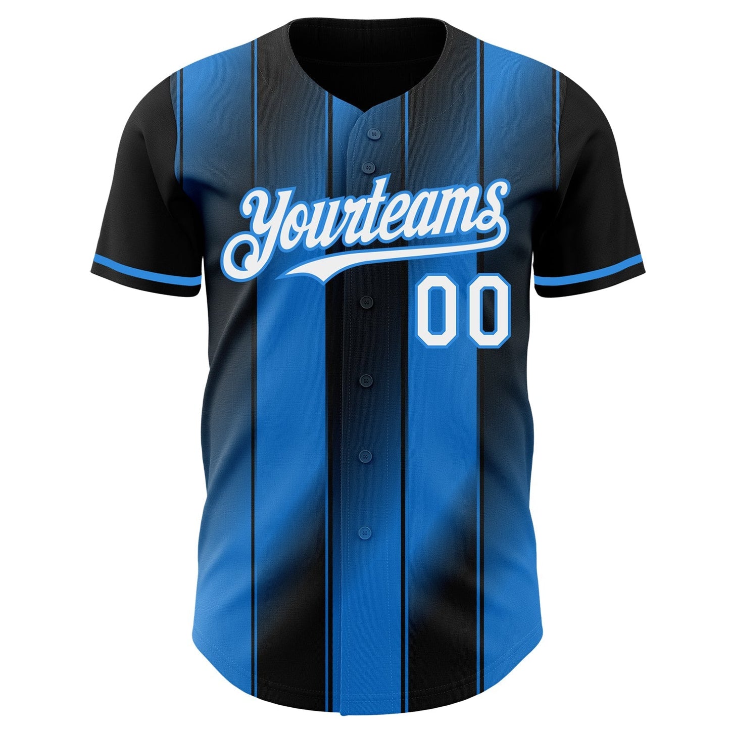 Custom Black White-Electric Blue Gradient Classic Vertical Stripe Authentic Baseball Jersey baseball jersey product view 2