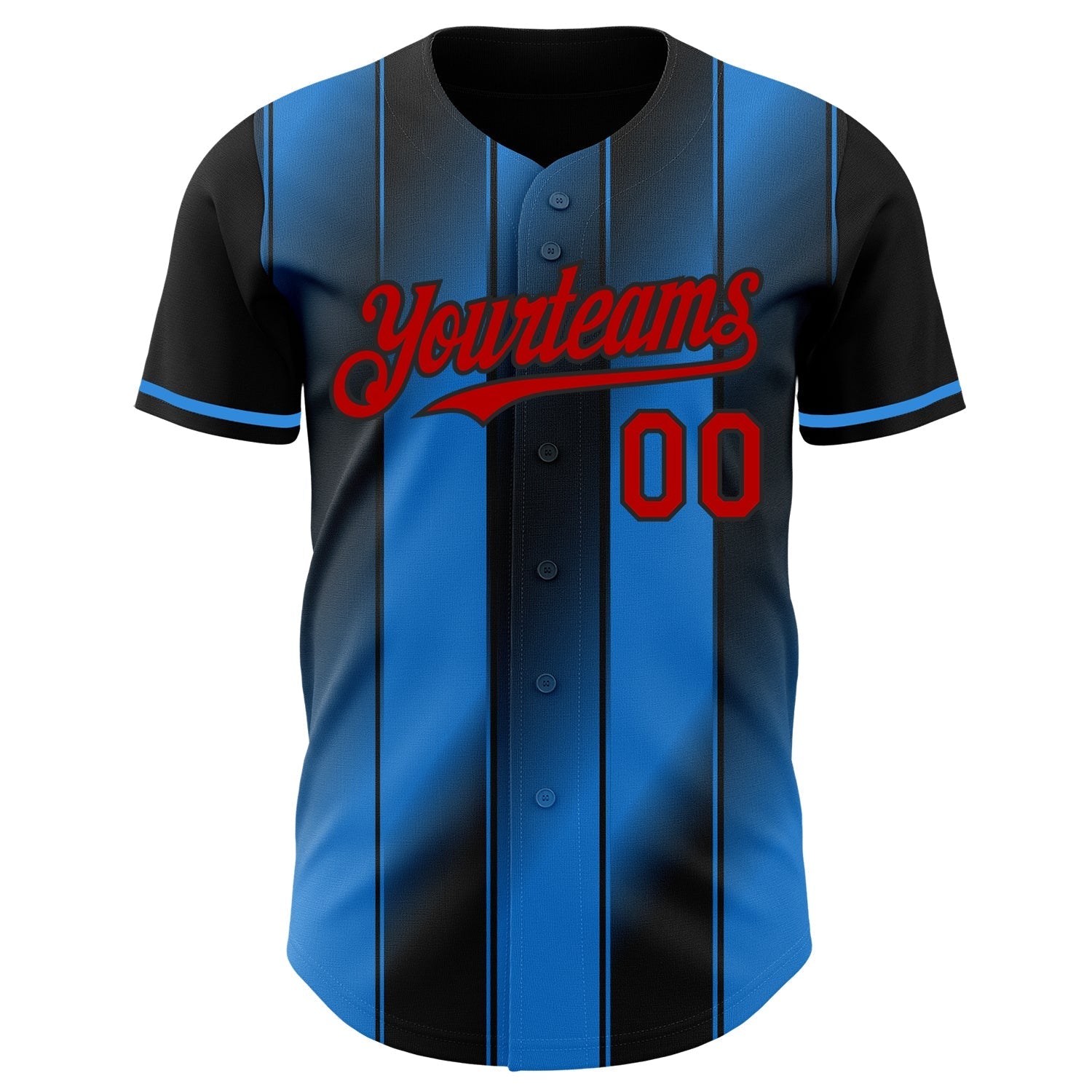 Custom Black Red-Electric Blue Gradient Classic Vertical Stripe Authentic Baseball Jersey baseball jersey product view 2