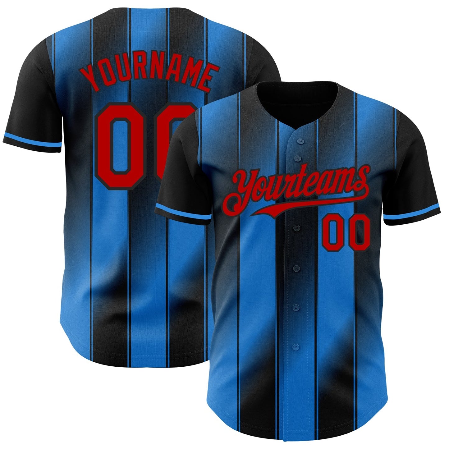 Custom Black Red-Electric Blue Gradient Classic Vertical Stripe Authentic Baseball Jersey baseball jersey product view 1