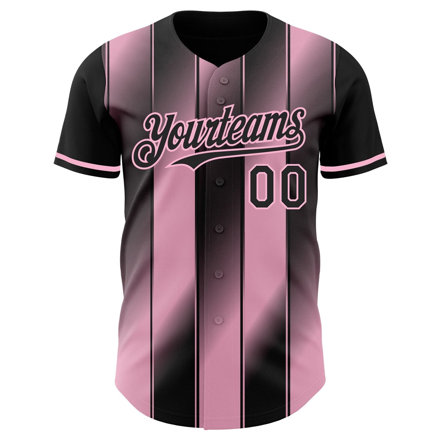 Custom Black-Light Pink Gradient Classic Vertical Stripe Authentic Baseball Jersey baseball jersey product view 2