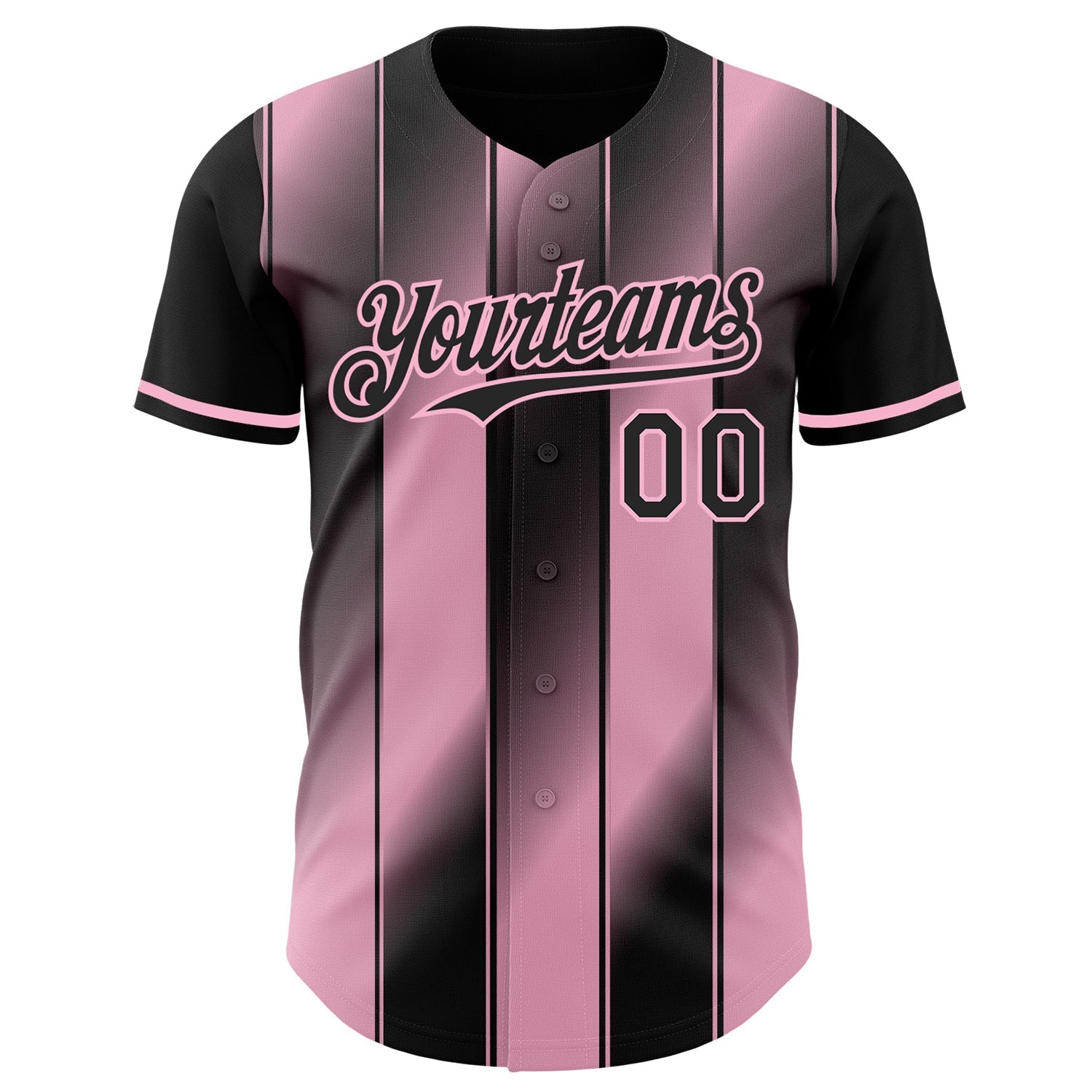 Custom Black-Light Pink Gradient Classic Vertical Stripe Authentic Baseball Jersey baseball jersey product view 2