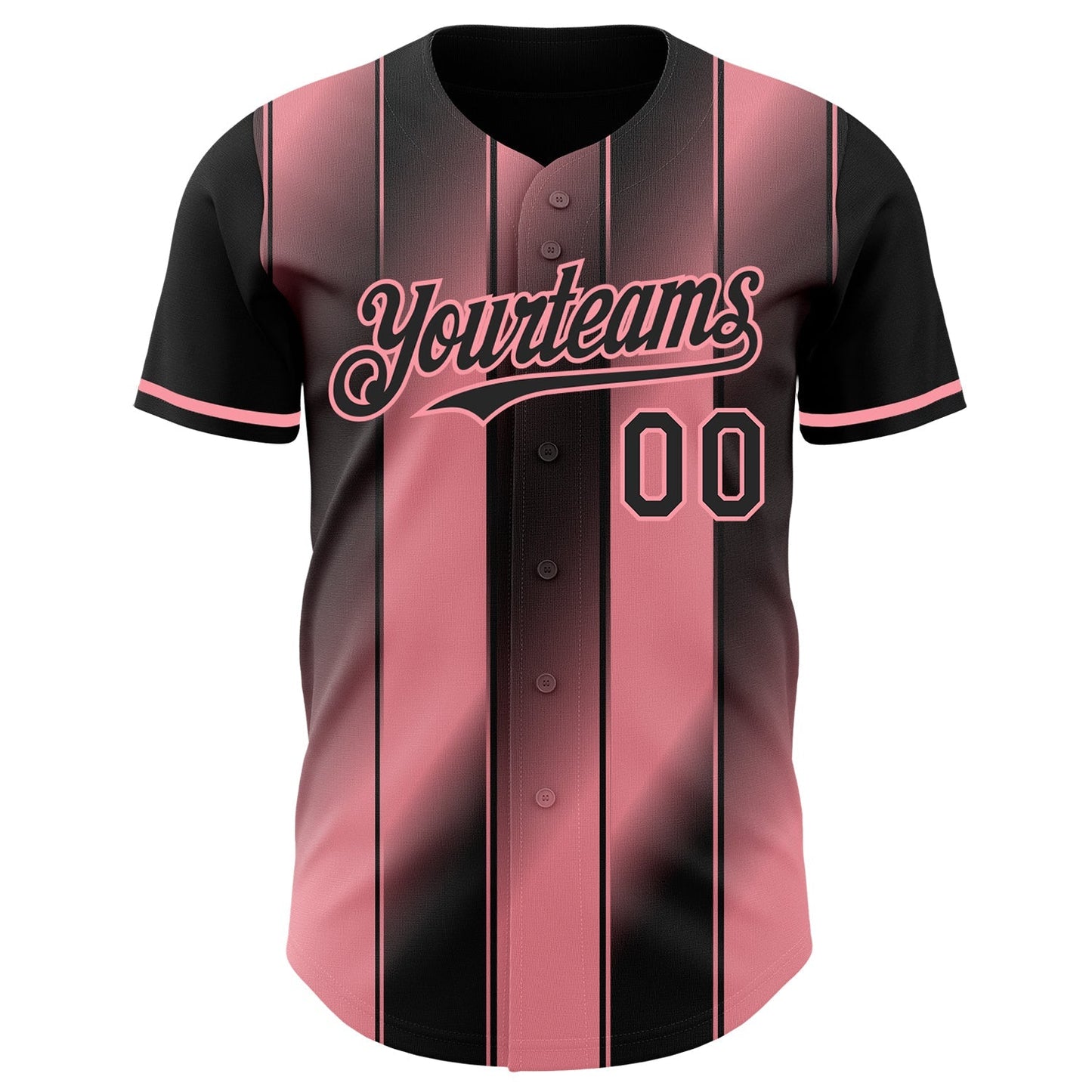 Custom Black-Medium Pink Gradient Classic Vertical Stripe Authentic Baseball Jersey baseball jersey product view 2