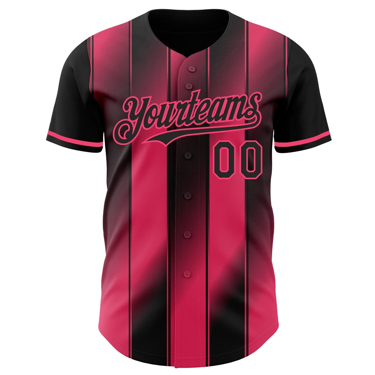 Custom Black-Neon Pink Gradient Classic Vertical Stripe Authentic Baseball Jersey baseball jersey product view 2