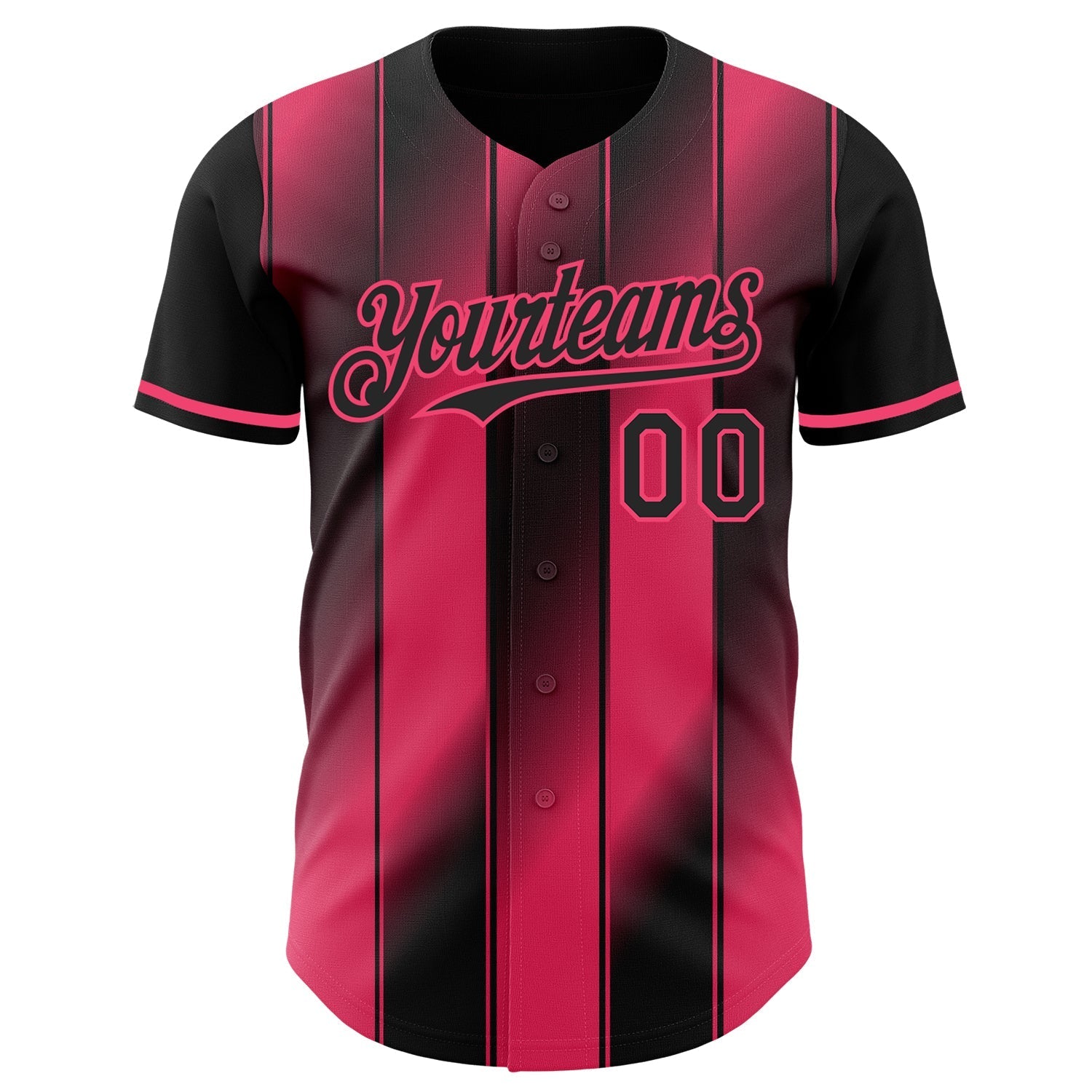 Custom Black-Neon Pink Gradient Classic Vertical Stripe Authentic Baseball Jersey baseball jersey product view 2