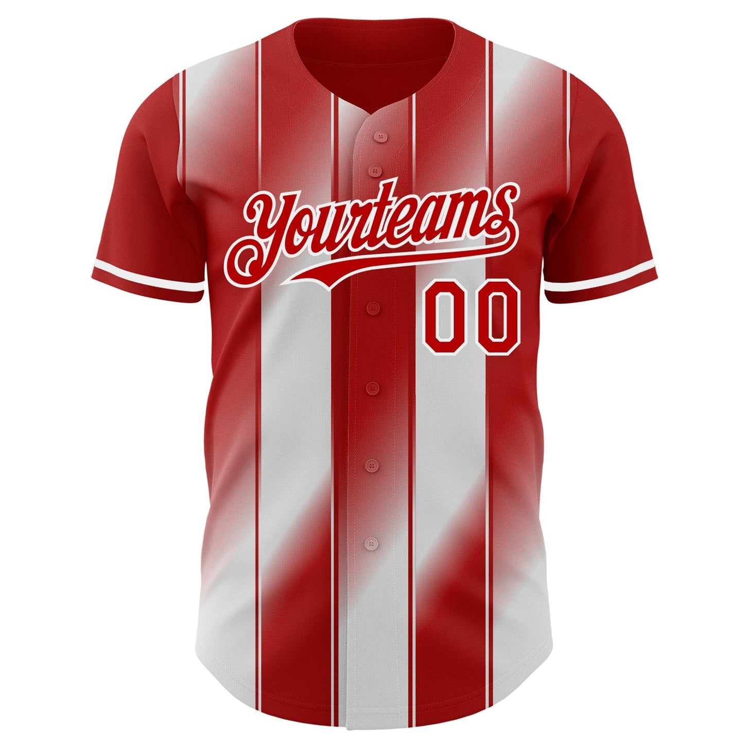 Custom Red-White Gradient Classic Vertical Stripe Authentic Baseball Jersey baseball jersey product view 2
