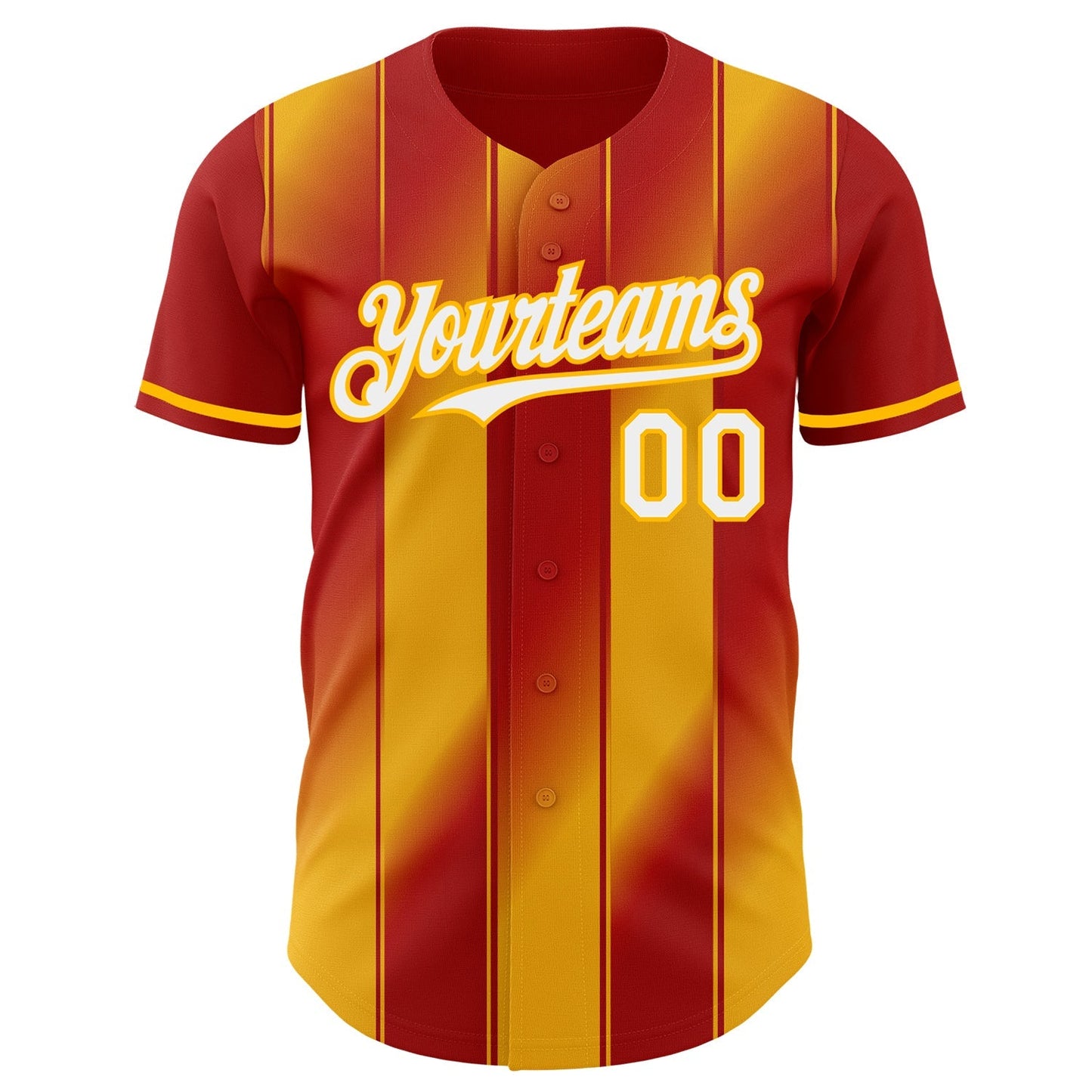 Custom Red White-Gold Gradient Classic Vertical Stripe Authentic Baseball Jersey baseball jersey product view 2