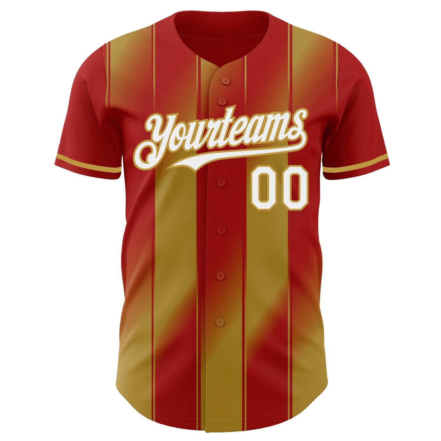 Custom Red White-Old Gold Gradient Classic Vertical Stripe Authentic Baseball Jersey baseball jersey product view 2