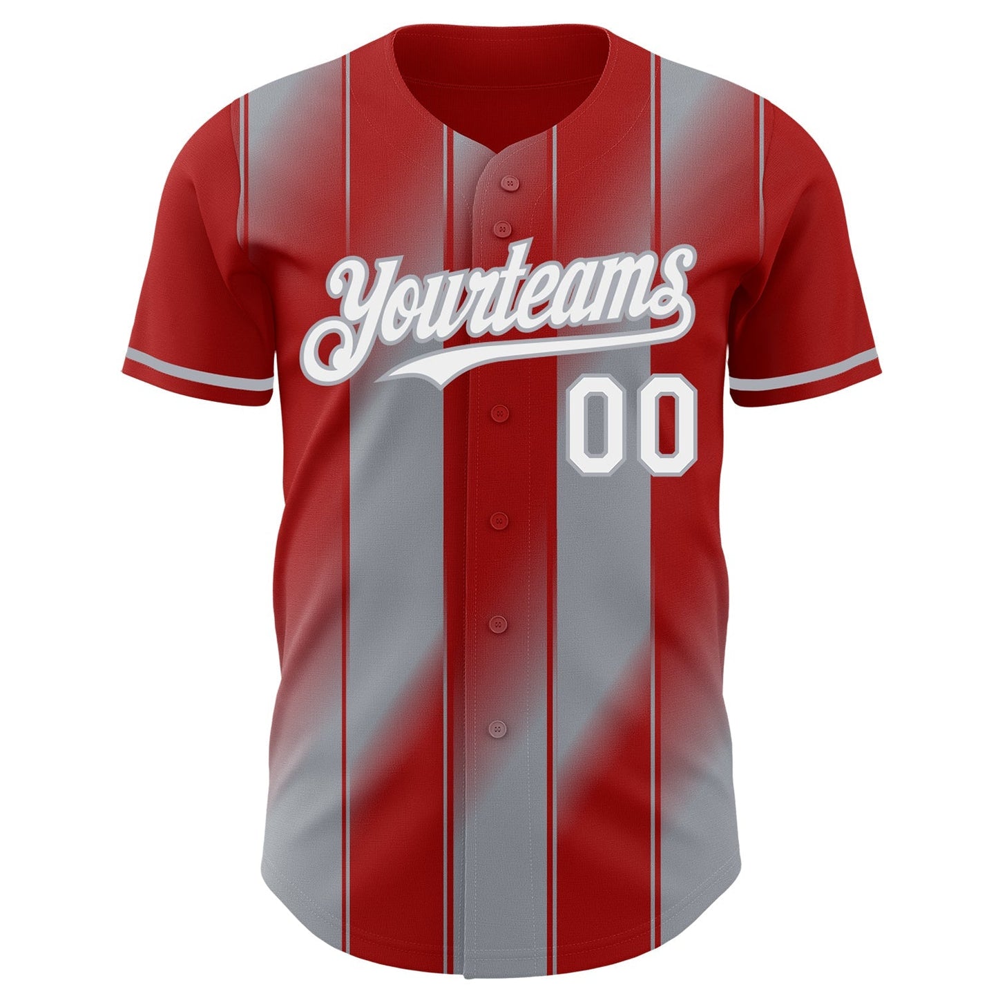 Custom Red White-Gray Gradient Classic Vertical Stripe Authentic Baseball Jersey baseball jersey product view 2