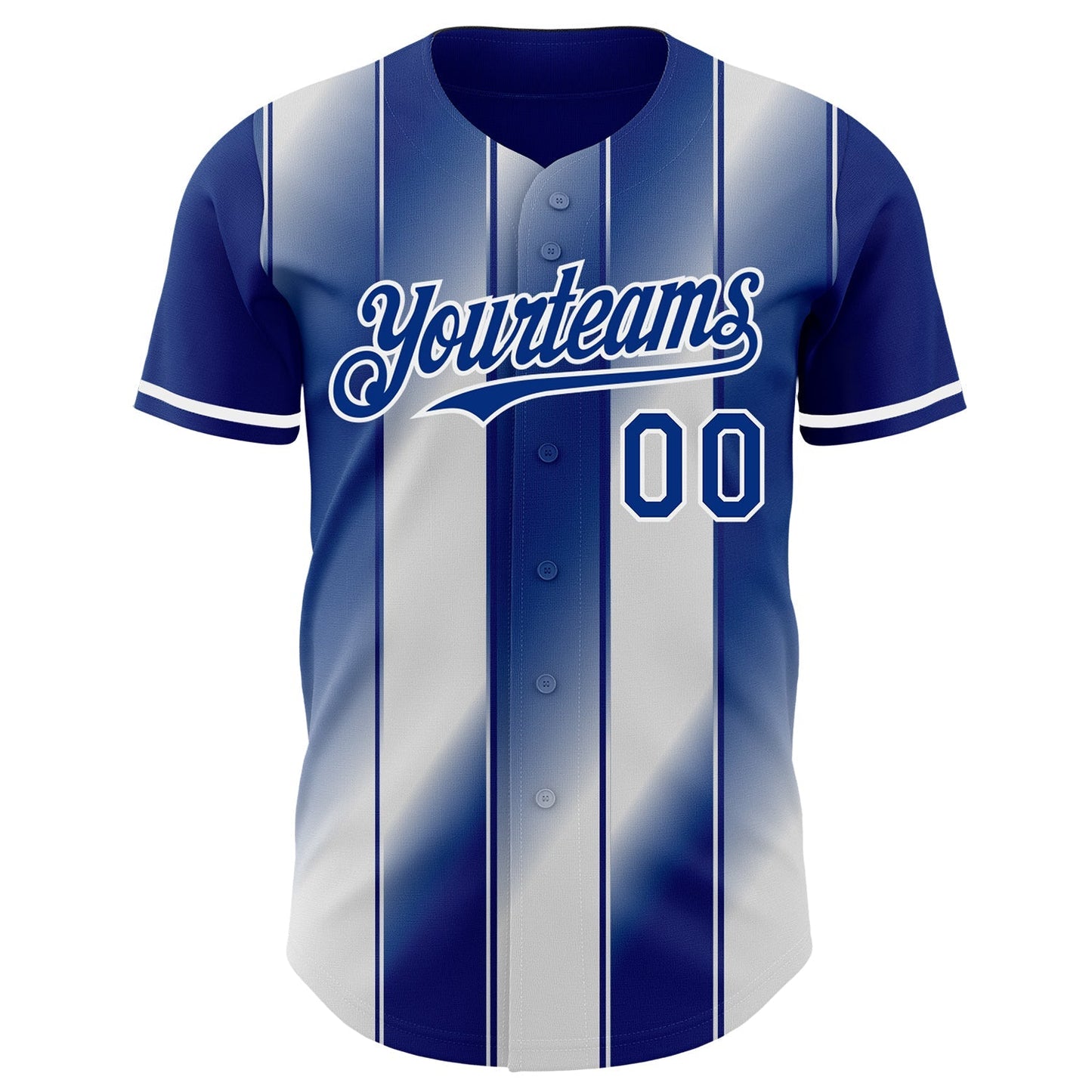Custom Royal-White Gradient Classic Vertical Stripe Authentic Baseball Jersey baseball jersey product view 2