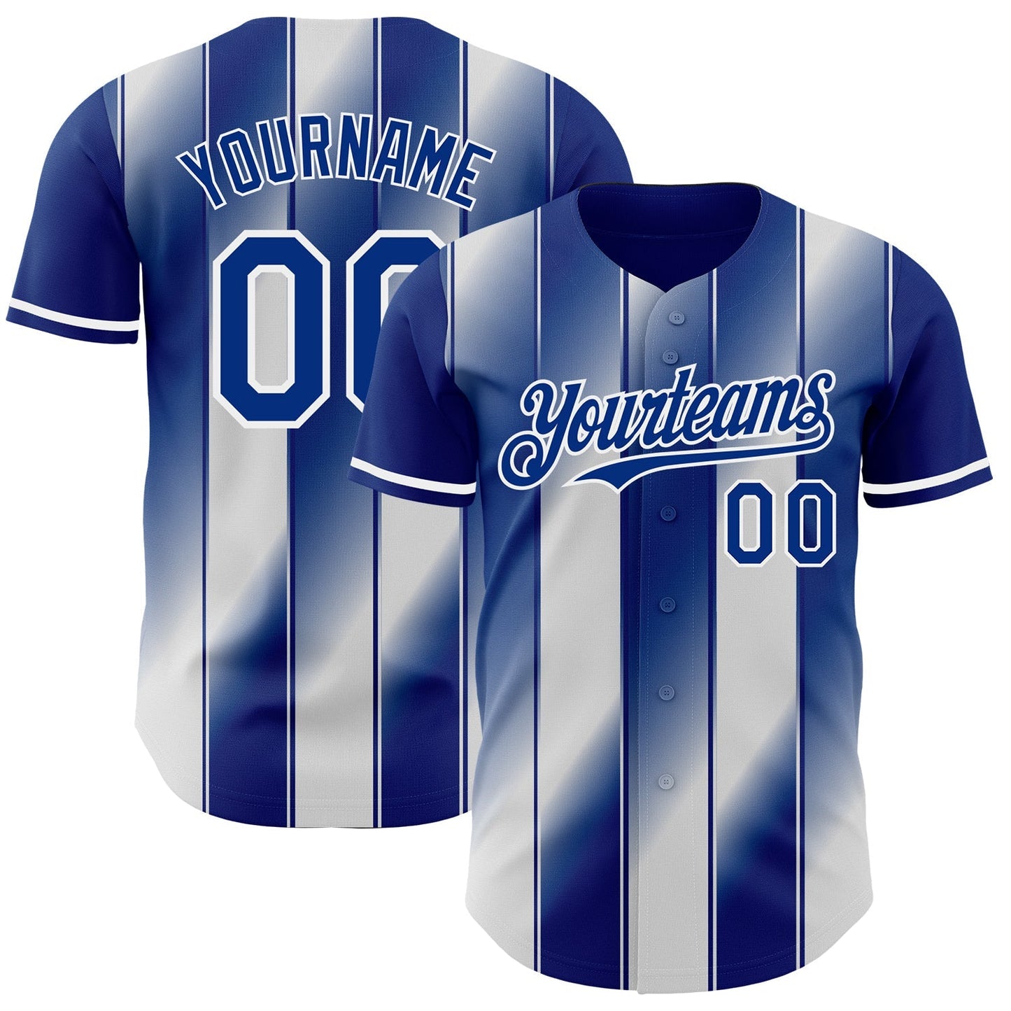 Custom Royal-White Gradient Classic Vertical Stripe Authentic Baseball Jersey baseball jersey product view 1