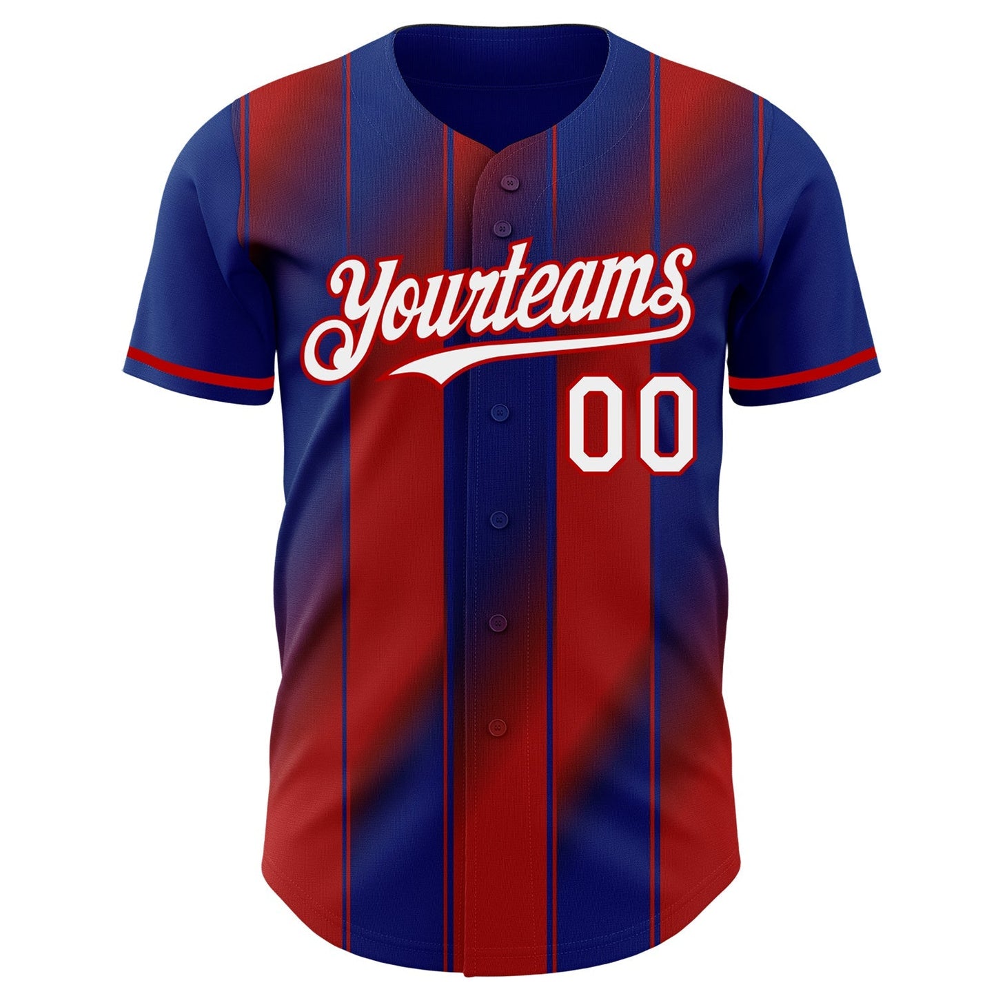 Custom Royal White-Red Gradient Classic Vertical Stripe Authentic Baseball Jersey baseball jersey product view 2