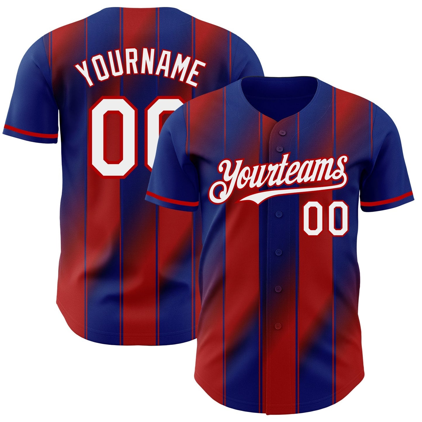 Custom Royal White-Red Gradient Classic Vertical Stripe Authentic Baseball Jersey baseball jersey product view 1