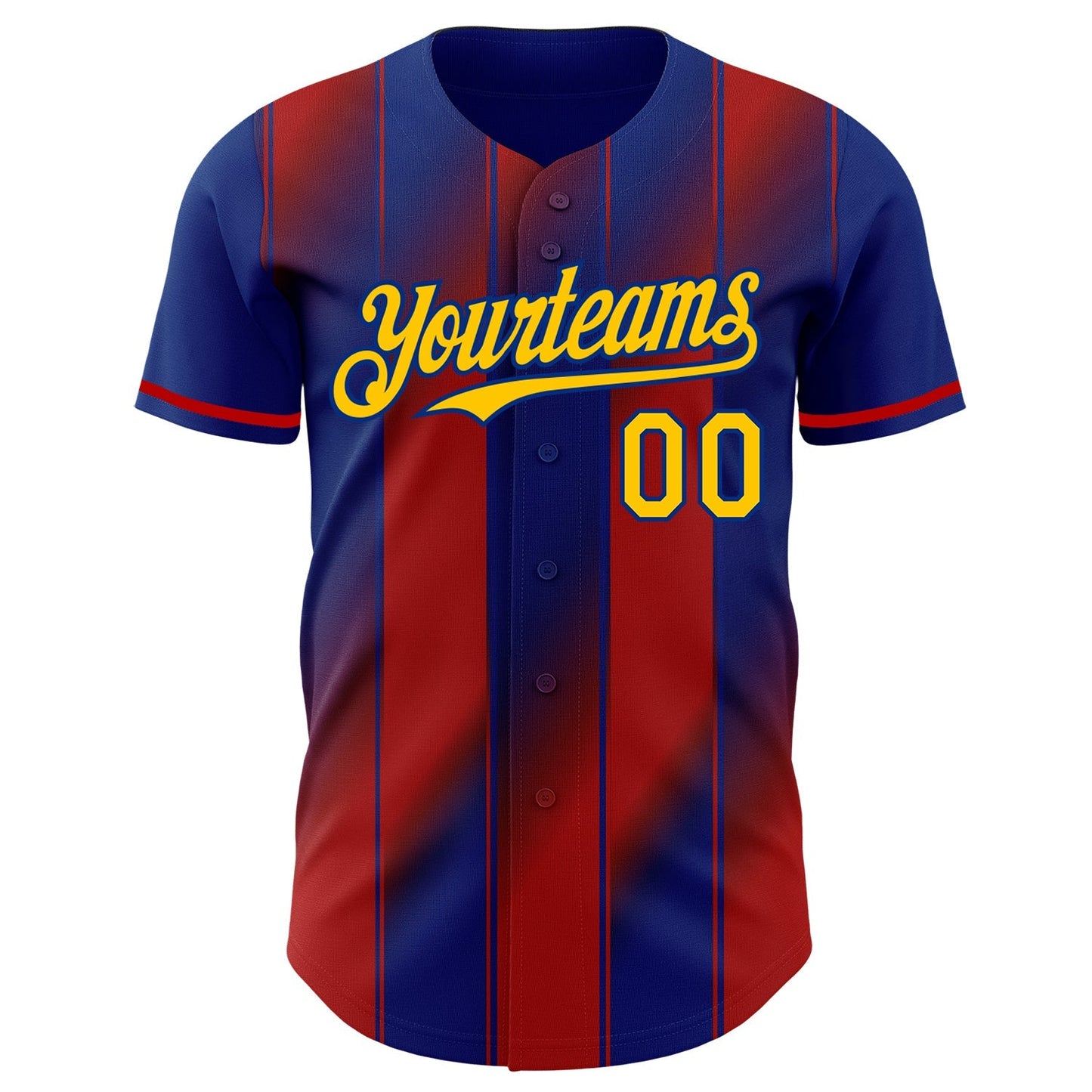 Custom Royal Yellow-Red Gradient Classic Vertical Stripe Authentic Baseball Jersey baseball jersey product view 2