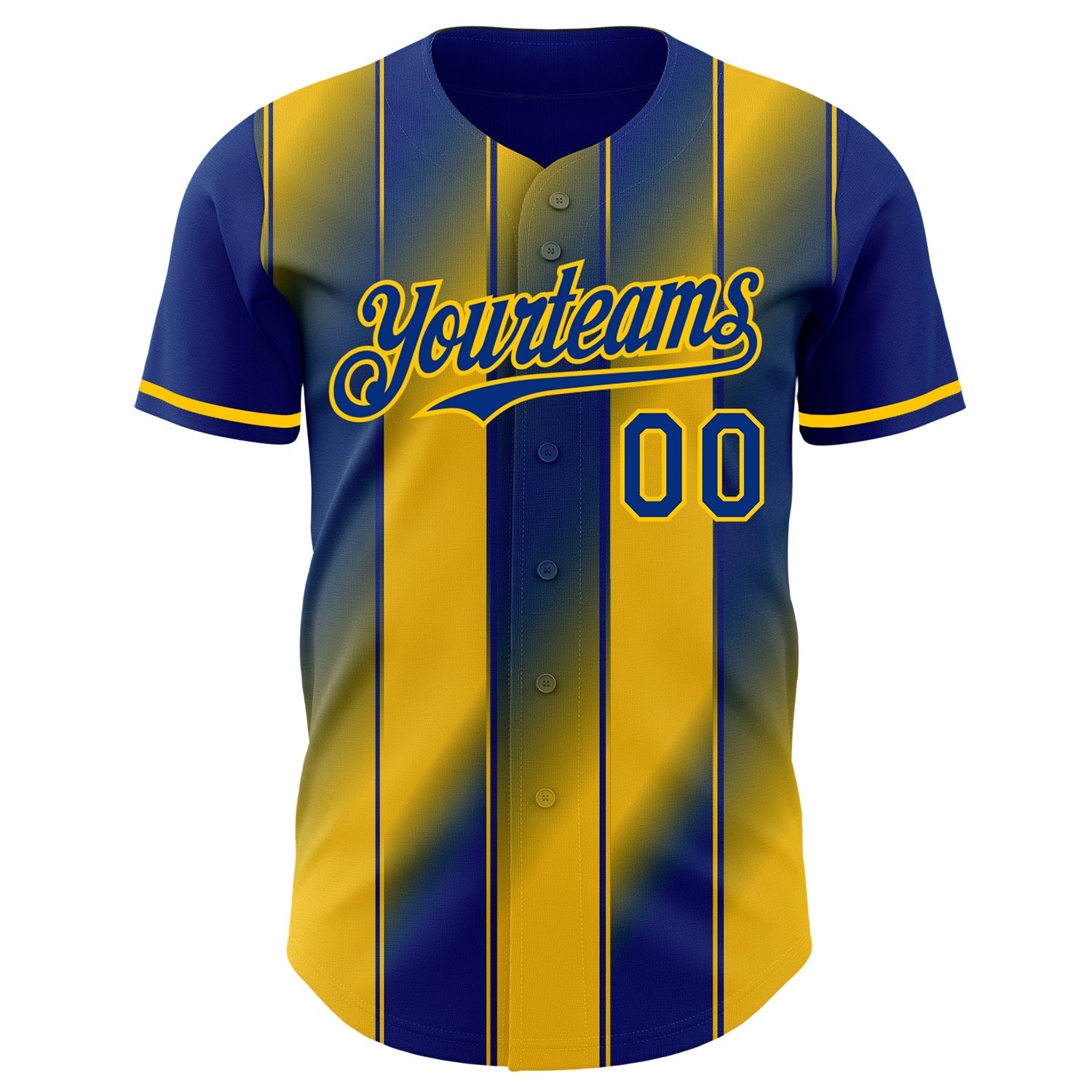 Custom Royal-Yellow Gradient Classic Vertical Stripe Authentic Baseball Jersey baseball jersey product view 2