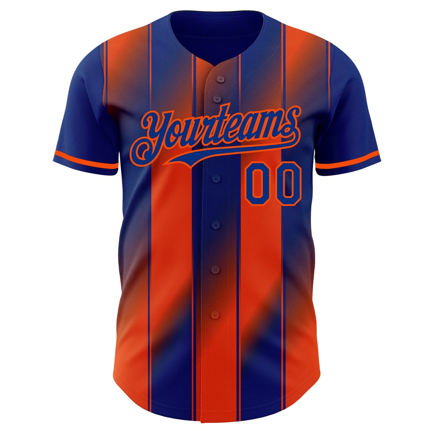 Custom Royal-Orange Gradient Classic Vertical Stripe Authentic Baseball Jersey baseball jersey product view 2