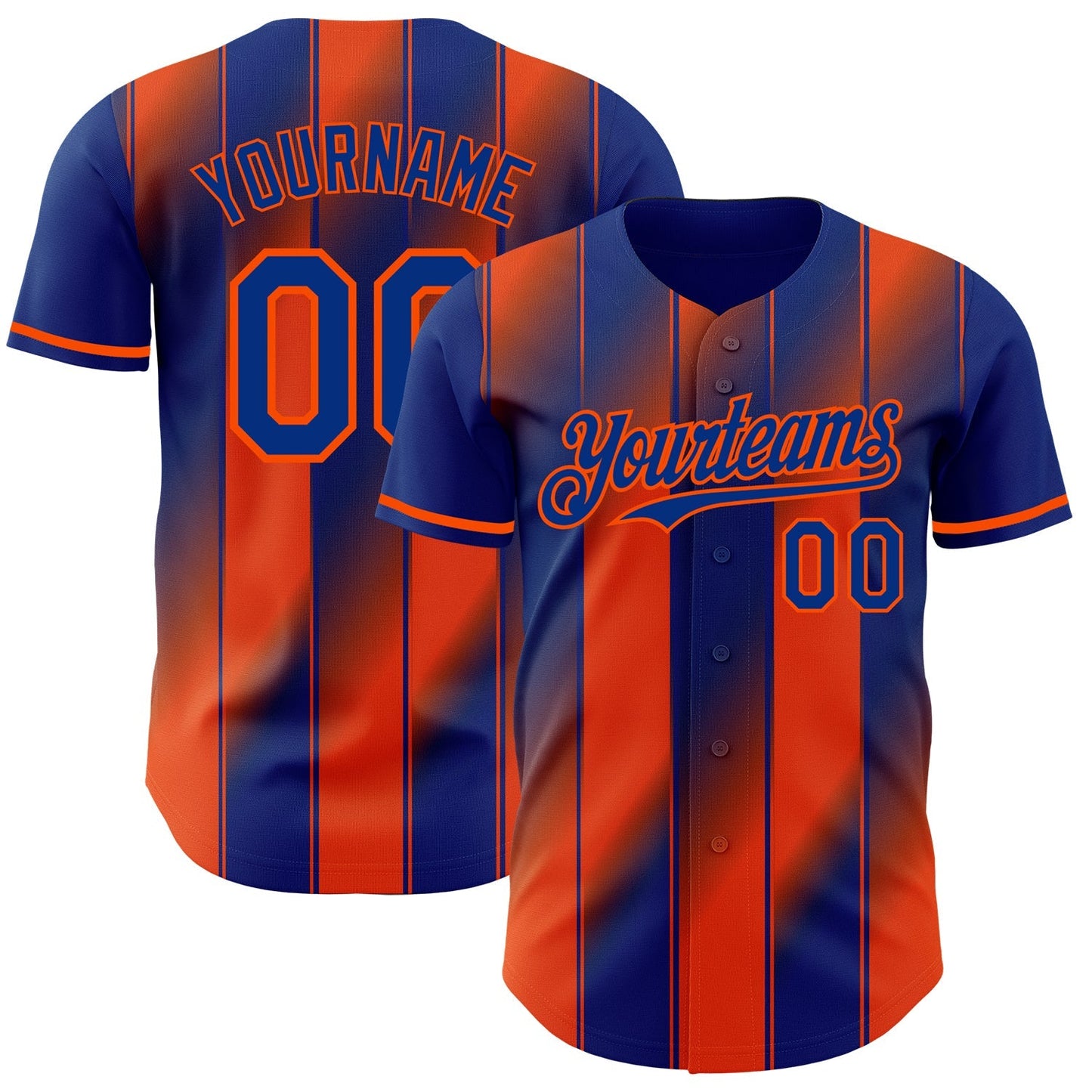 Custom Royal-Orange Gradient Classic Vertical Stripe Authentic Baseball Jersey baseball jersey product view 1