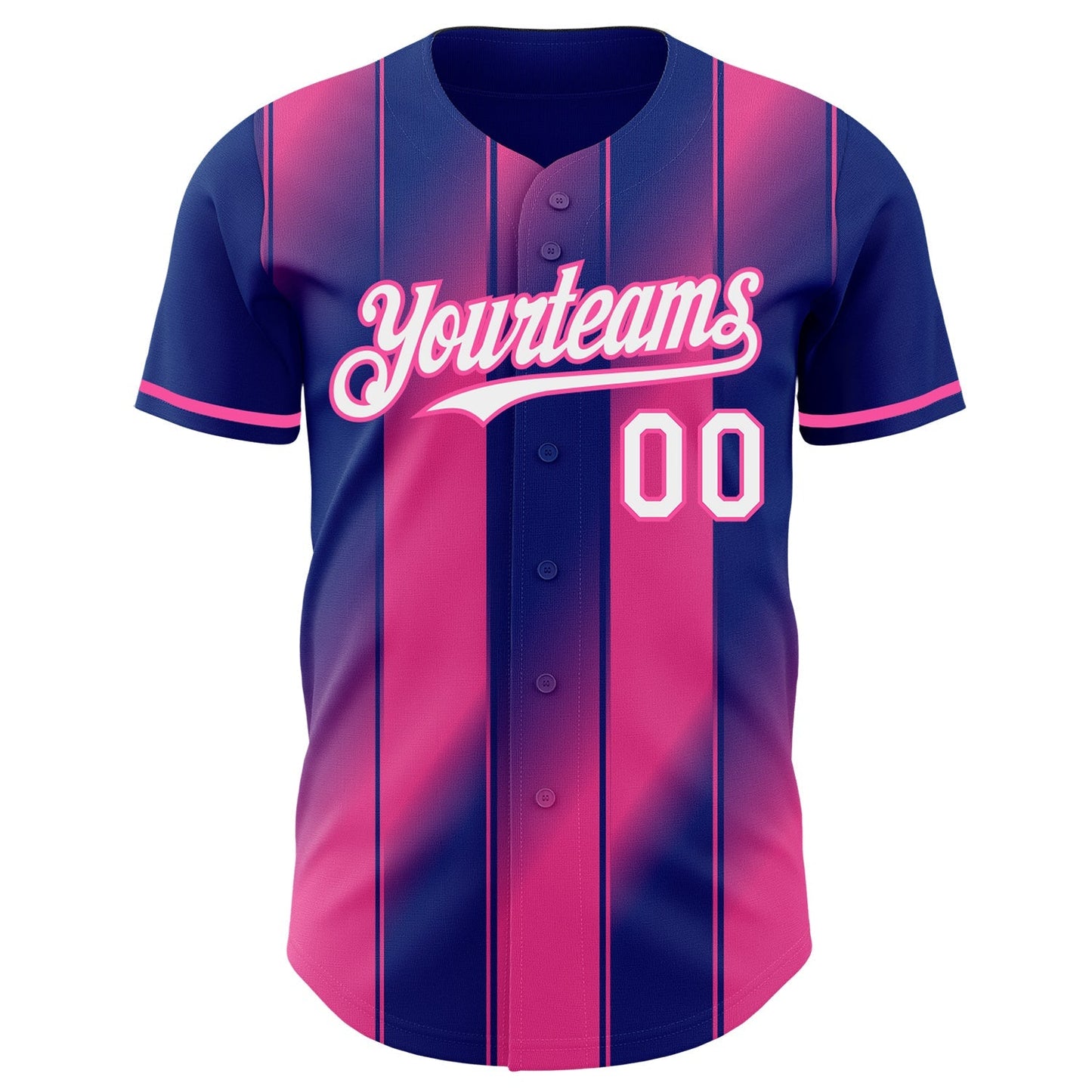 Custom Royal White-Pink Gradient Classic Vertical Stripe Authentic Baseball Jersey baseball jersey product view 2