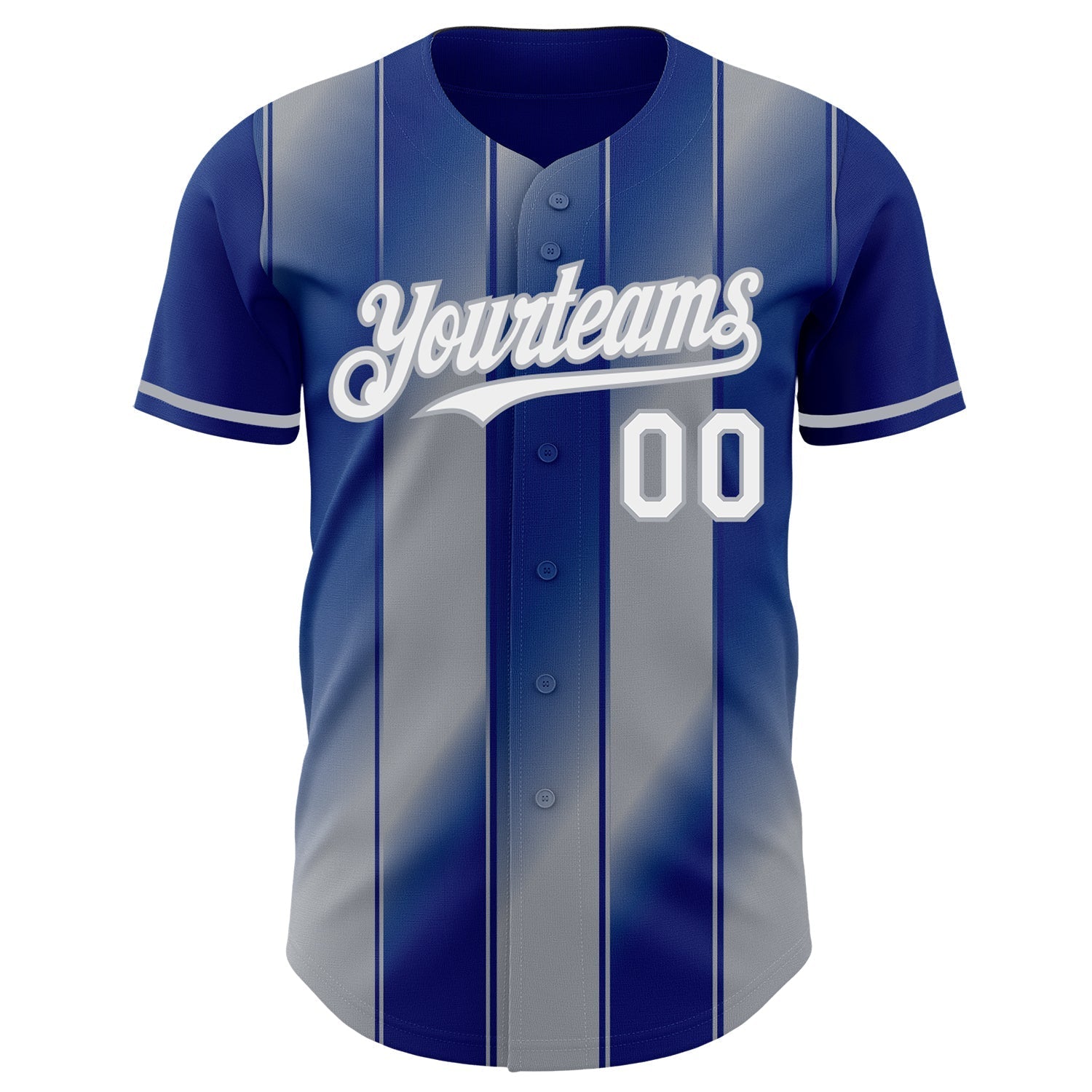 Custom Royal White-Gray Gradient Classic Vertical Stripe Authentic Baseball Jersey baseball jersey product view 2
