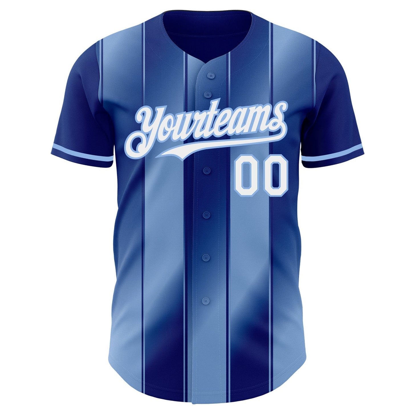 Custom Royal White-Light Blue Gradient Classic Vertical Stripe Authentic Baseball Jersey baseball jersey product view 2