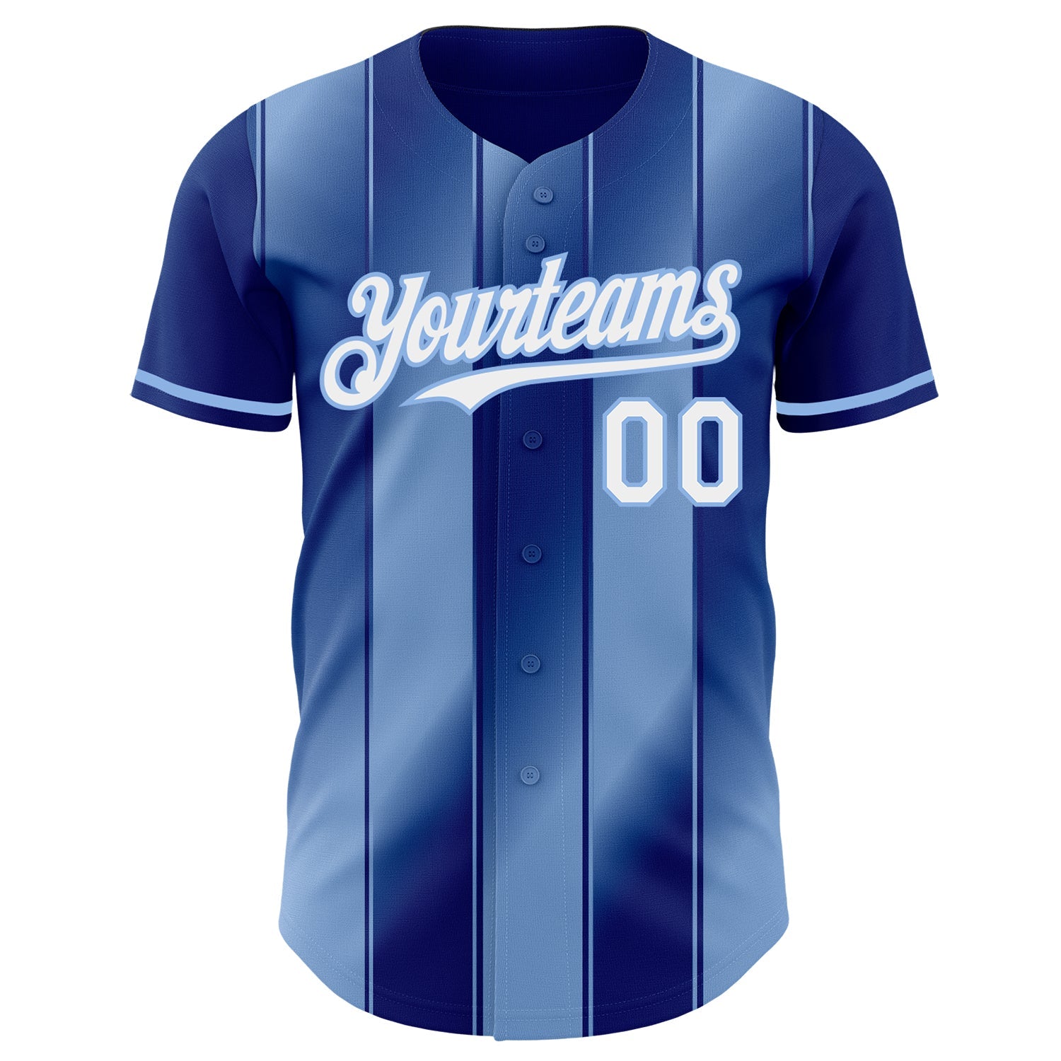 Custom Royal White-Light Blue Gradient Classic Vertical Stripe Authentic Baseball Jersey baseball jersey product view 2