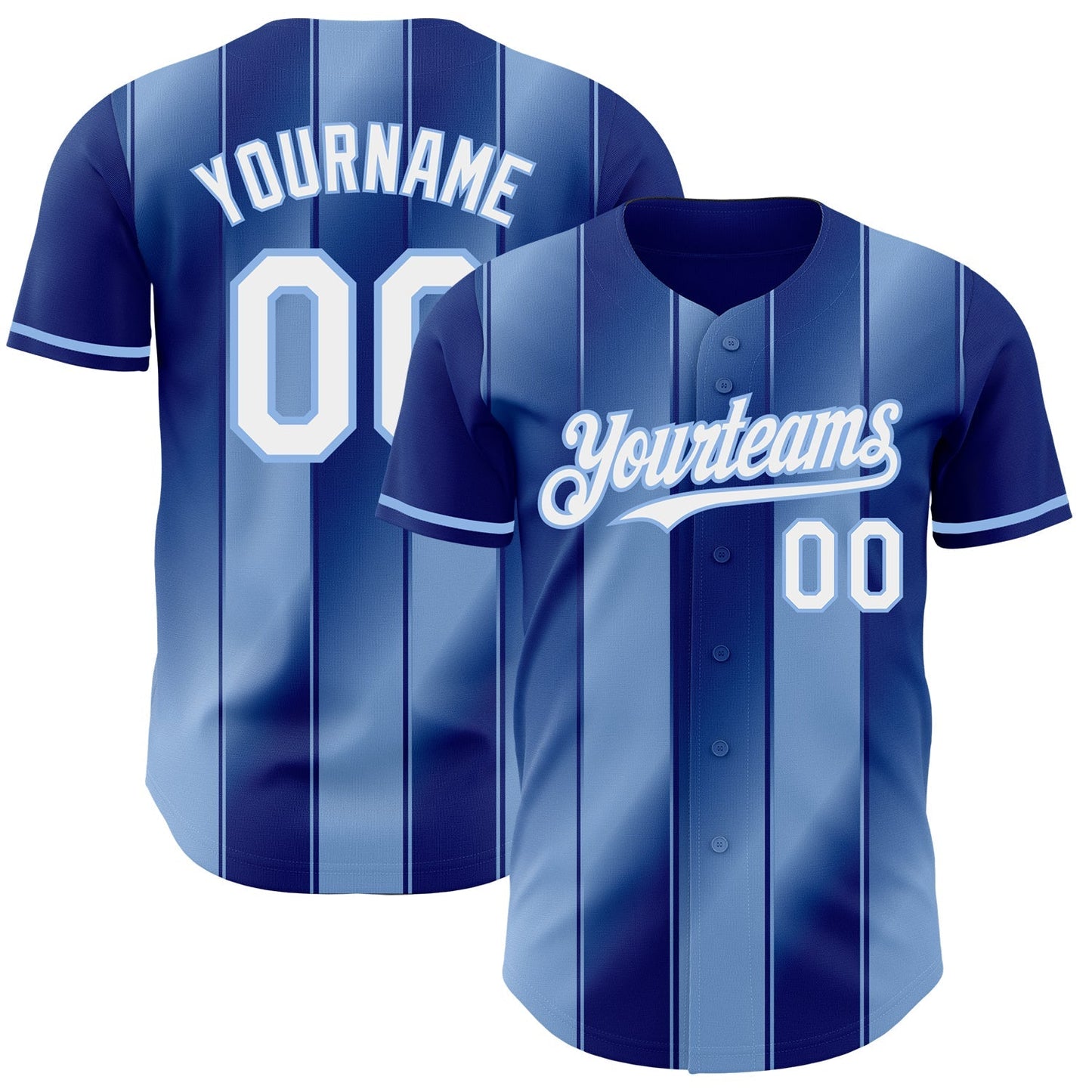 Custom Royal White-Light Blue Gradient Classic Vertical Stripe Authentic Baseball Jersey baseball jersey product view 1