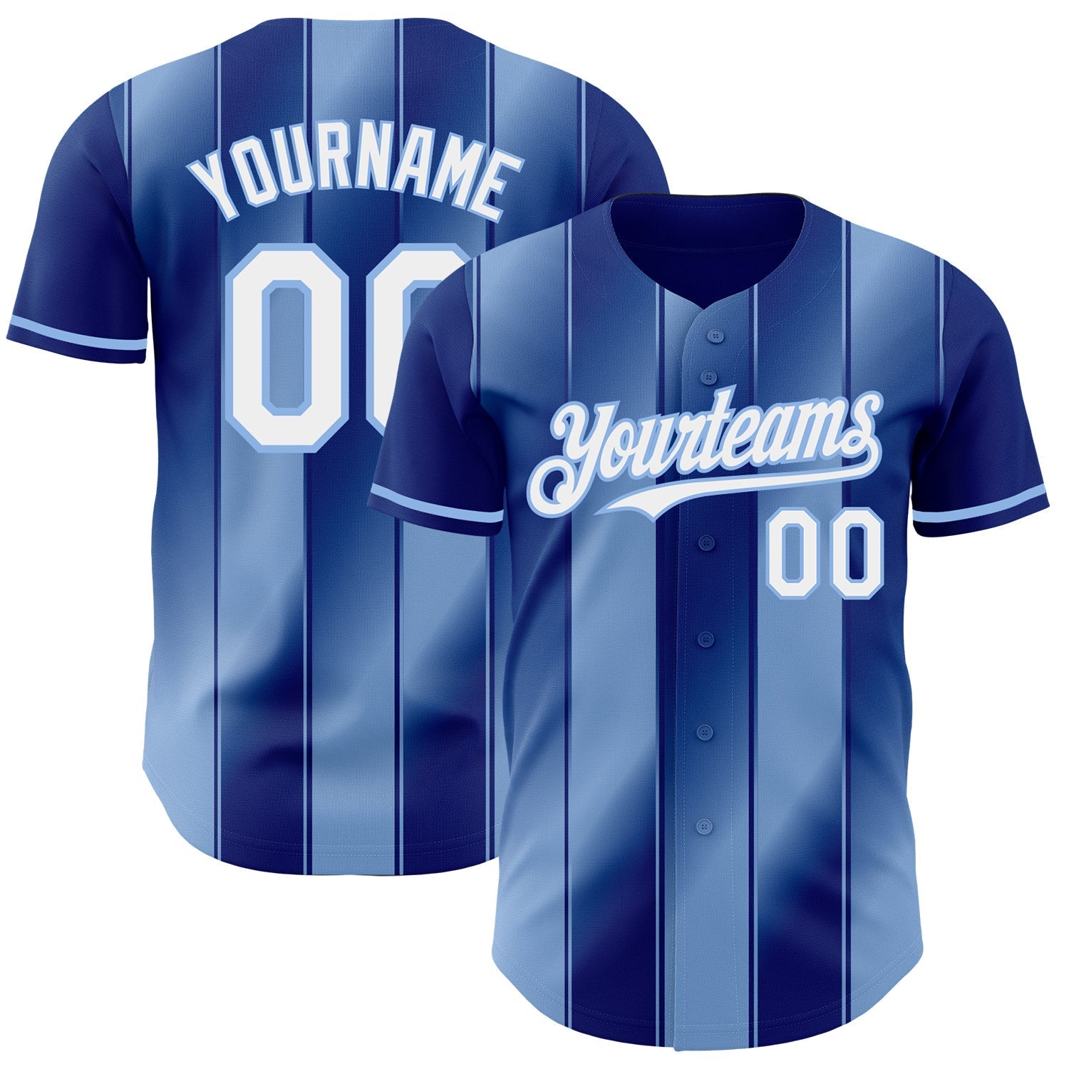 Custom Royal White-Light Blue Gradient Classic Vertical Stripe Authentic Baseball Jersey baseball jersey product view 1