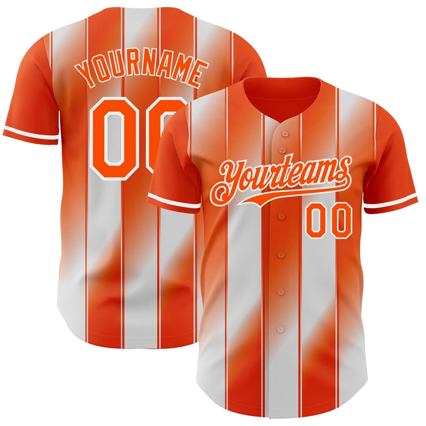 Custom Orange-White Gradient Classic Vertical Stripe Authentic Baseball Jersey baseball jersey product view 1