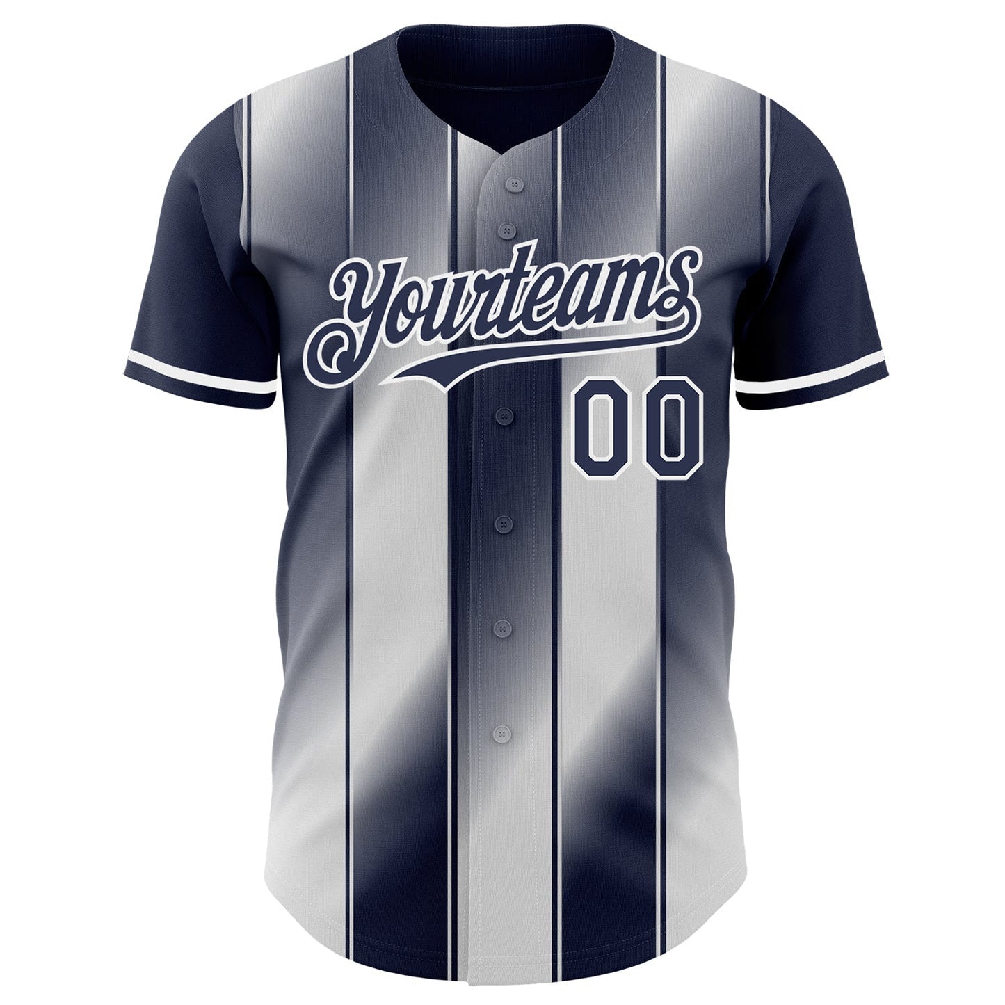 Custom Navy-White Gradient Classic Vertical Stripe Authentic Baseball Jersey baseball jersey product view 2