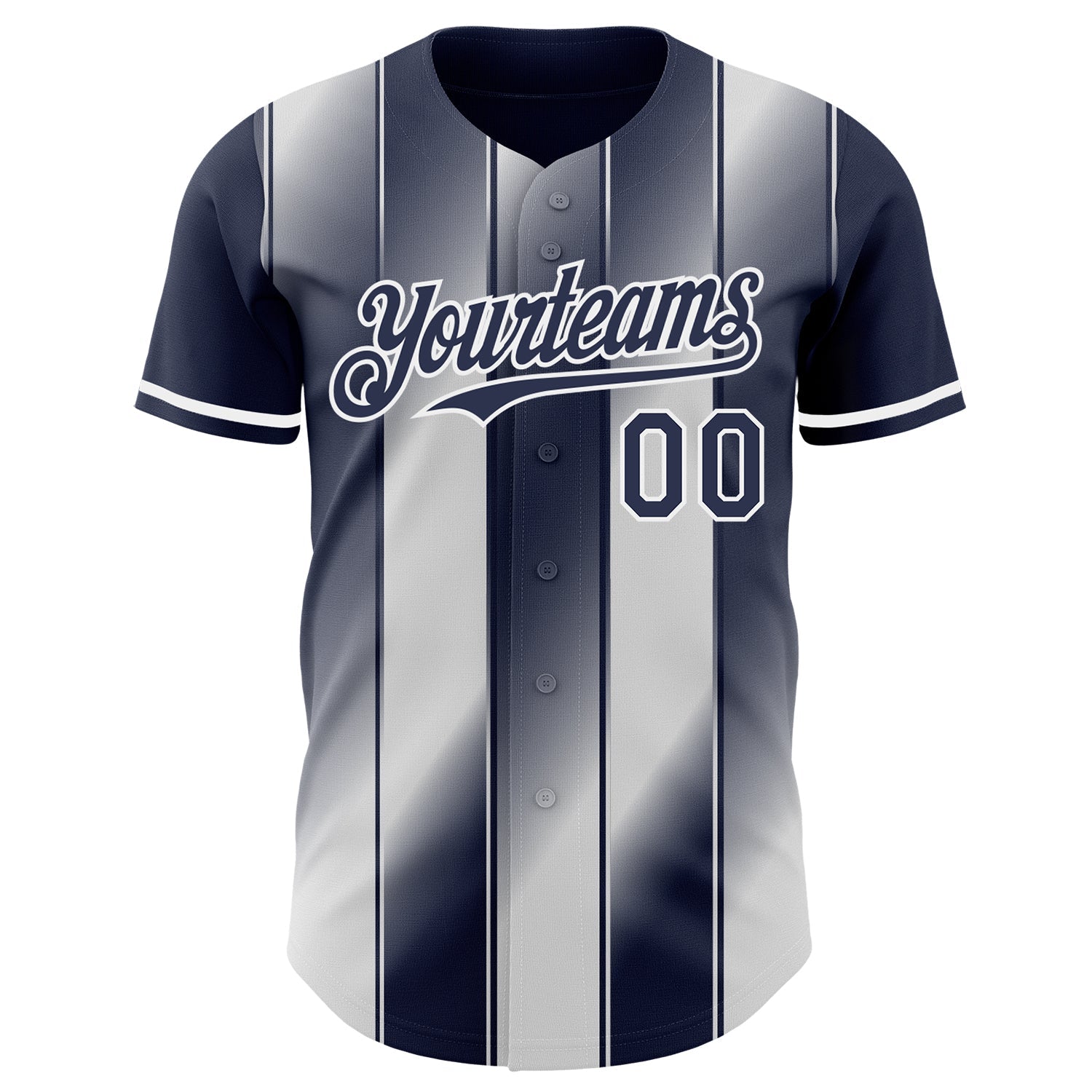 Custom Navy-White Gradient Classic Vertical Stripe Authentic Baseball Jersey baseball jersey product view 2