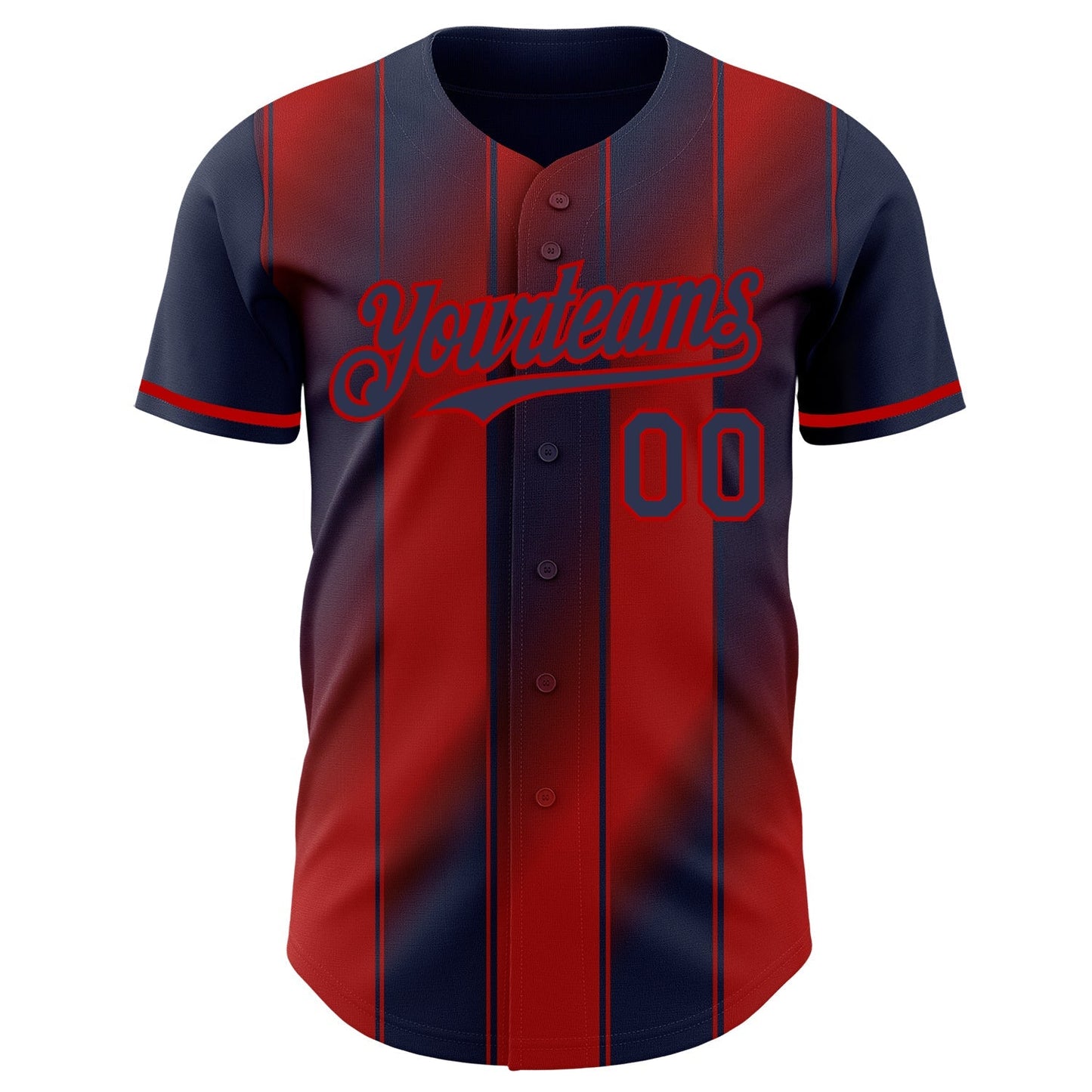 Custom Navy-Red Gradient Classic Vertical Stripe Authentic Baseball Jersey baseball jersey product view 2