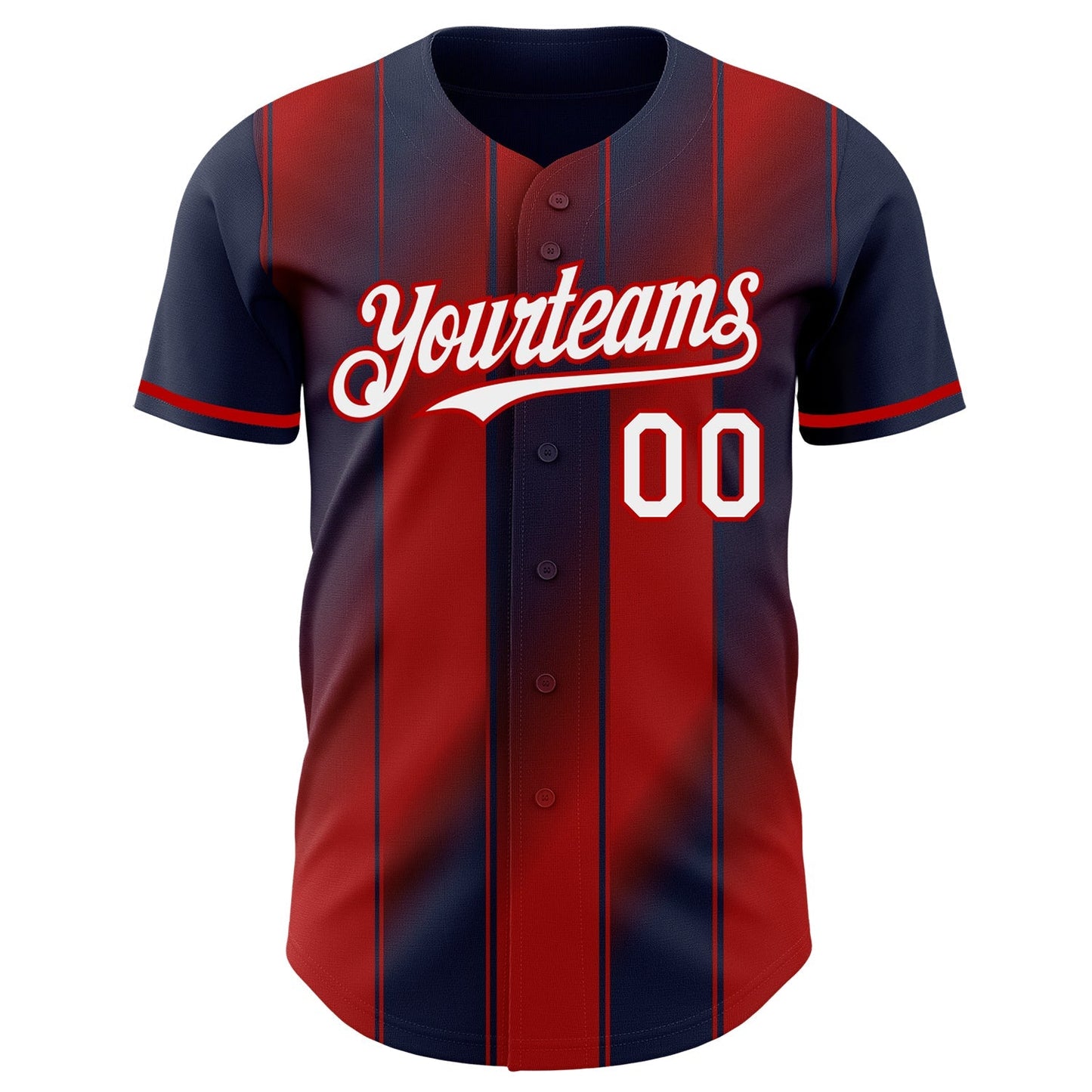 Custom Navy White-Red Gradient Classic Vertical Stripe Authentic Baseball Jersey baseball jersey product view 2