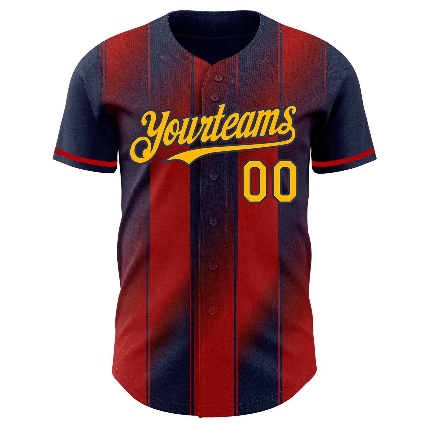 Custom Navy Gold-Red Gradient Classic Vertical Stripe Authentic Baseball Jersey baseball jersey product view 2