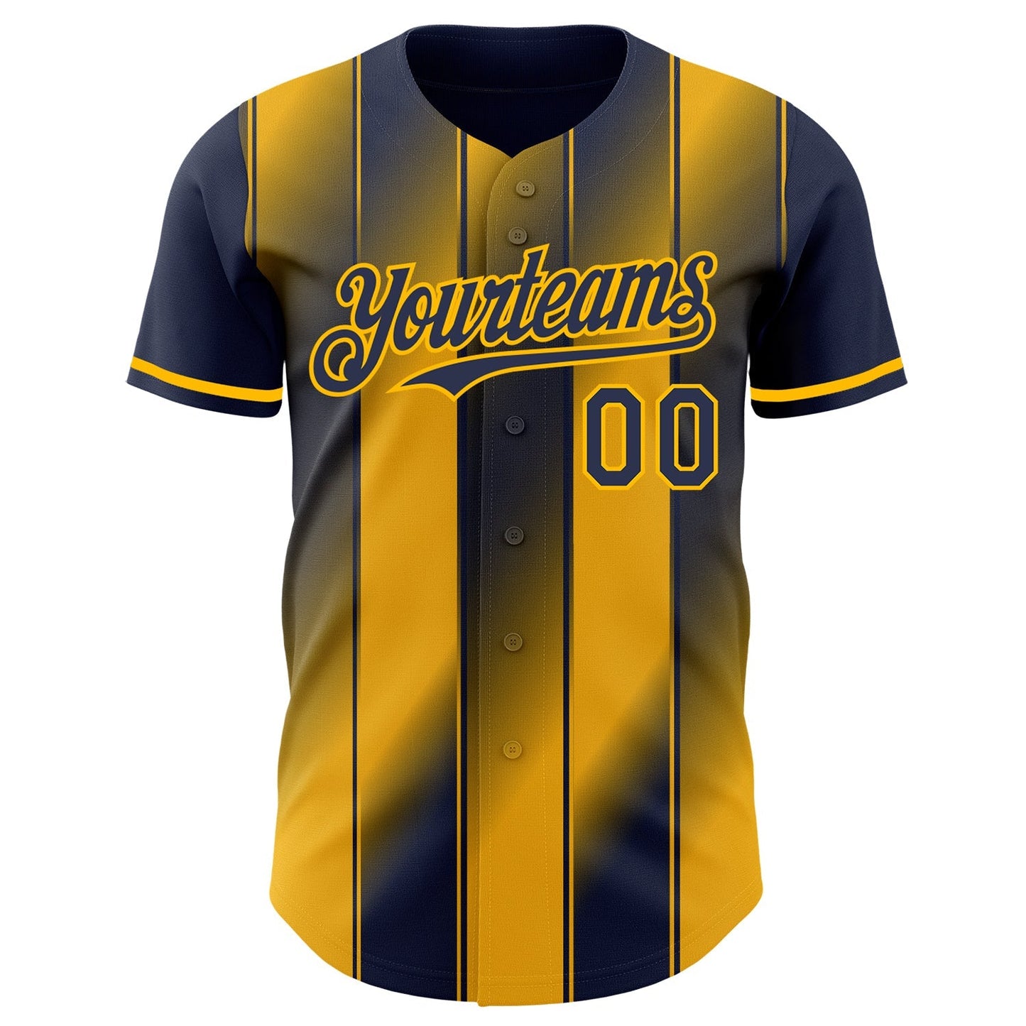 Custom Navy-Gold Gradient Classic Vertical Stripe Authentic Baseball Jersey baseball jersey product view 2