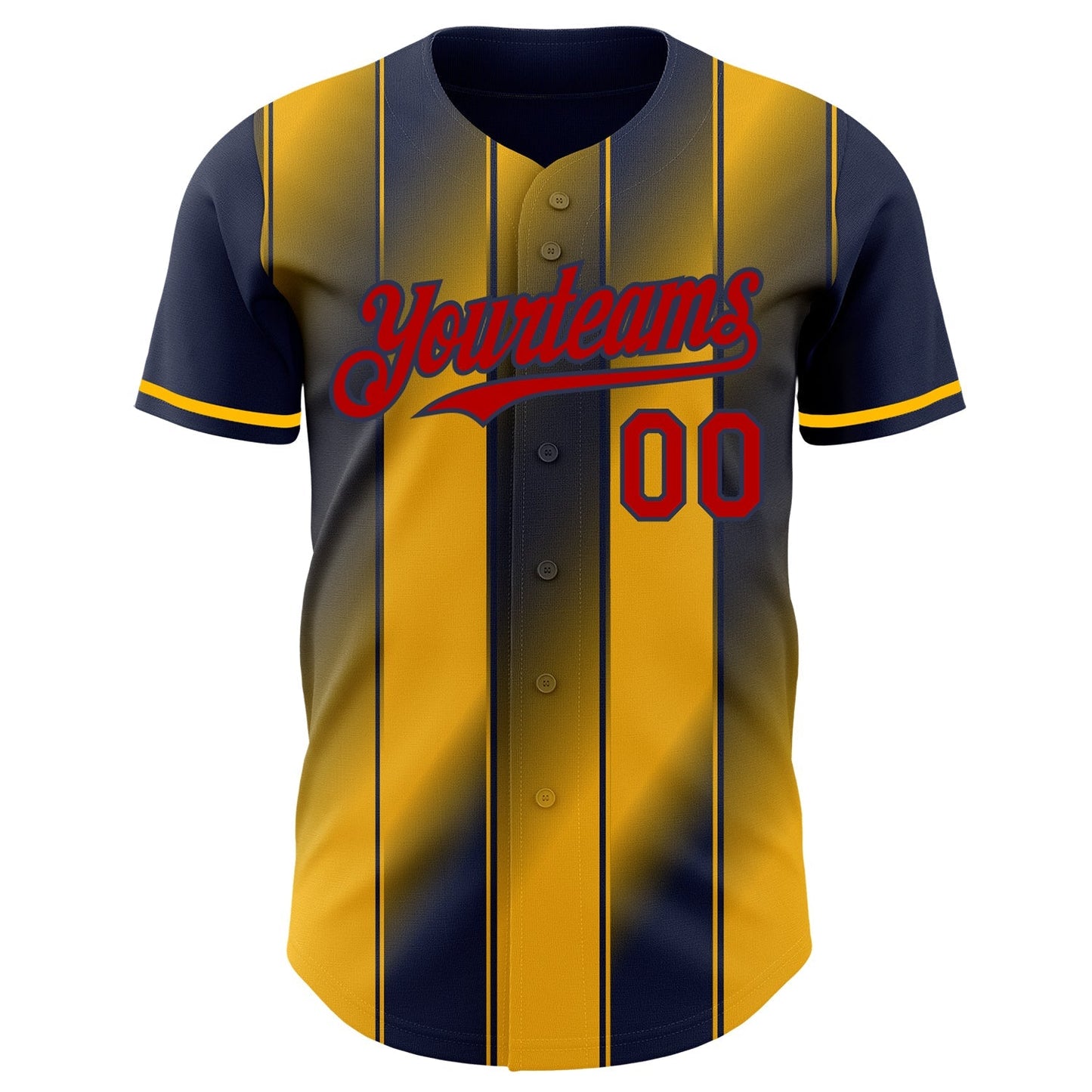 Custom Navy Red-Gold Gradient Classic Vertical Stripe Authentic Baseball Jersey baseball jersey product view 2