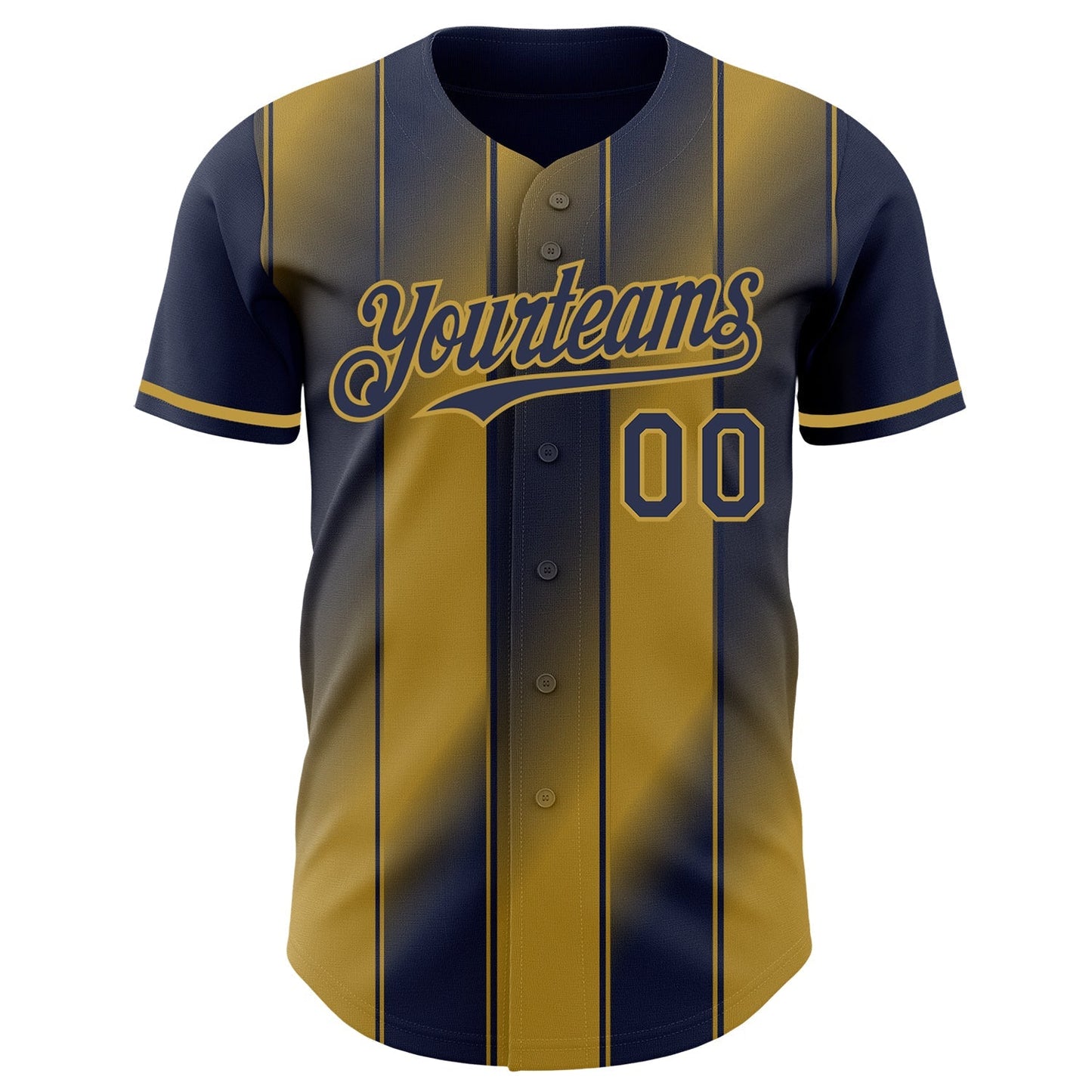 Custom Navy-Old Gold Gradient Classic Vertical Stripe Authentic Baseball Jersey baseball jersey product view 2