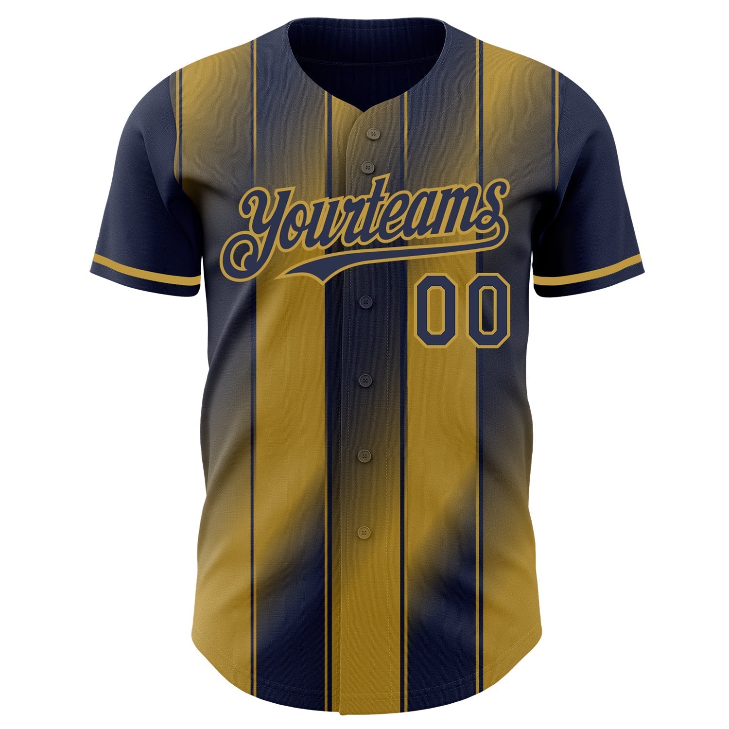 Custom Navy-Old Gold Gradient Classic Vertical Stripe Authentic Baseball Jersey baseball jersey product view 2