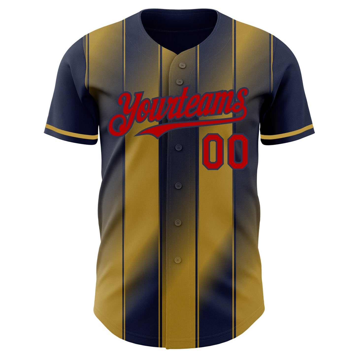 Custom Navy Red-Old Gold Gradient Classic Vertical Stripe Authentic Baseball Jersey baseball jersey product view 2