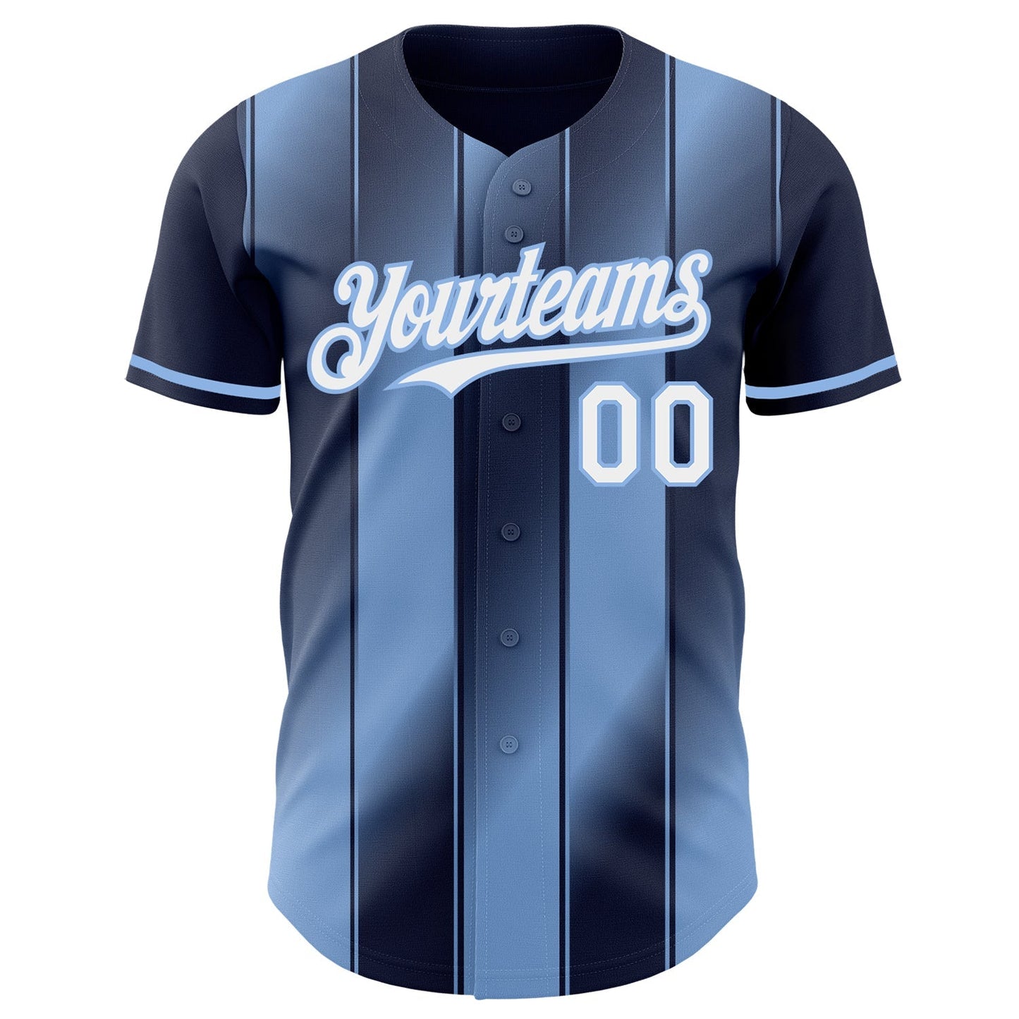 Custom Navy White-Light Blue Gradient Classic Vertical Stripe Authentic Baseball Jersey baseball jersey product view 2