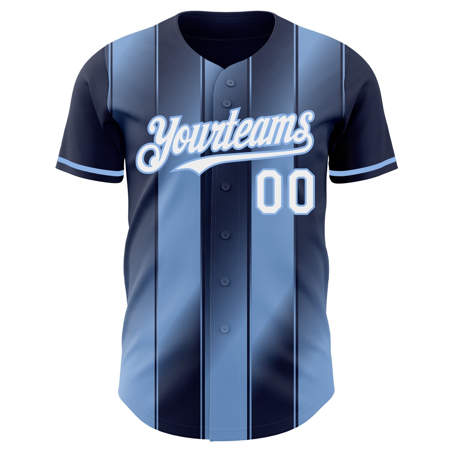 Custom Navy White-Light Blue Gradient Classic Vertical Stripe Authentic Baseball Jersey baseball jersey product view 2