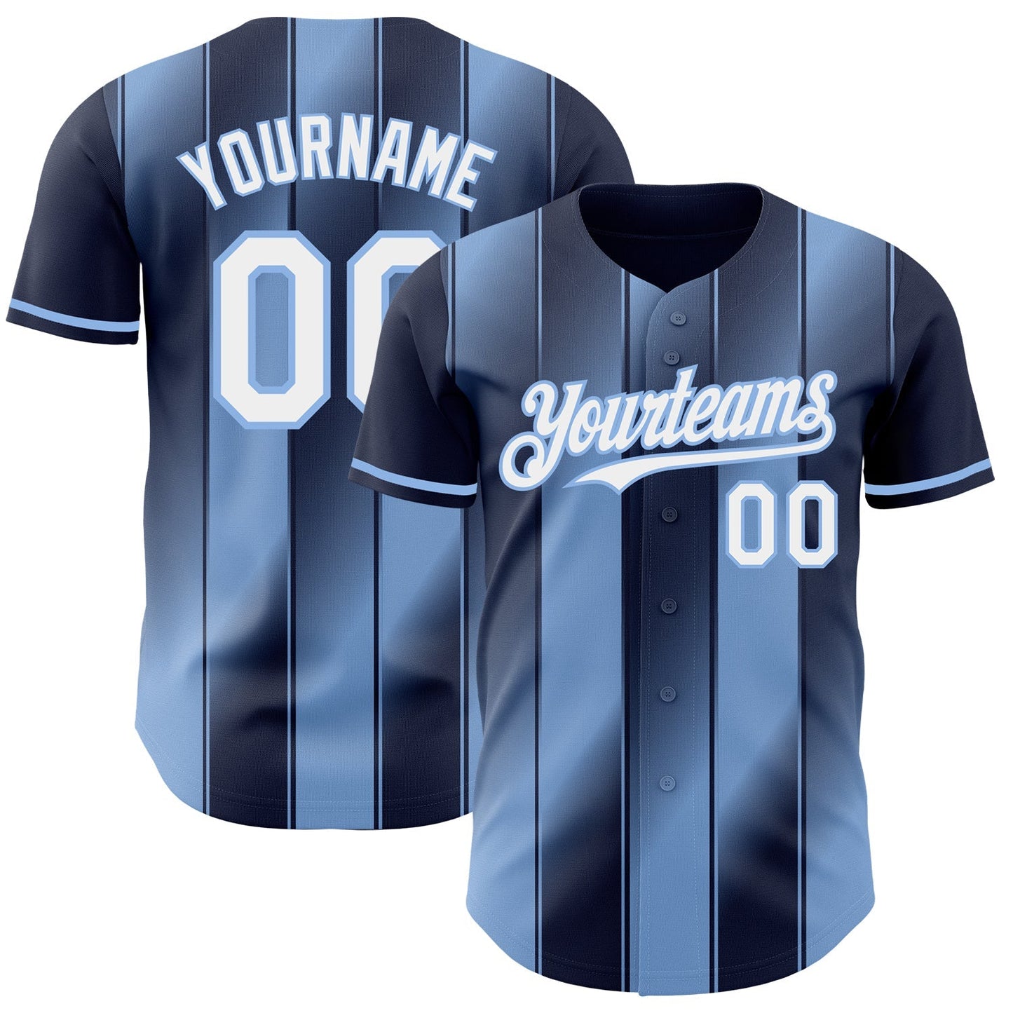 Custom Navy White-Light Blue Gradient Classic Vertical Stripe Authentic Baseball Jersey baseball jersey product view 1