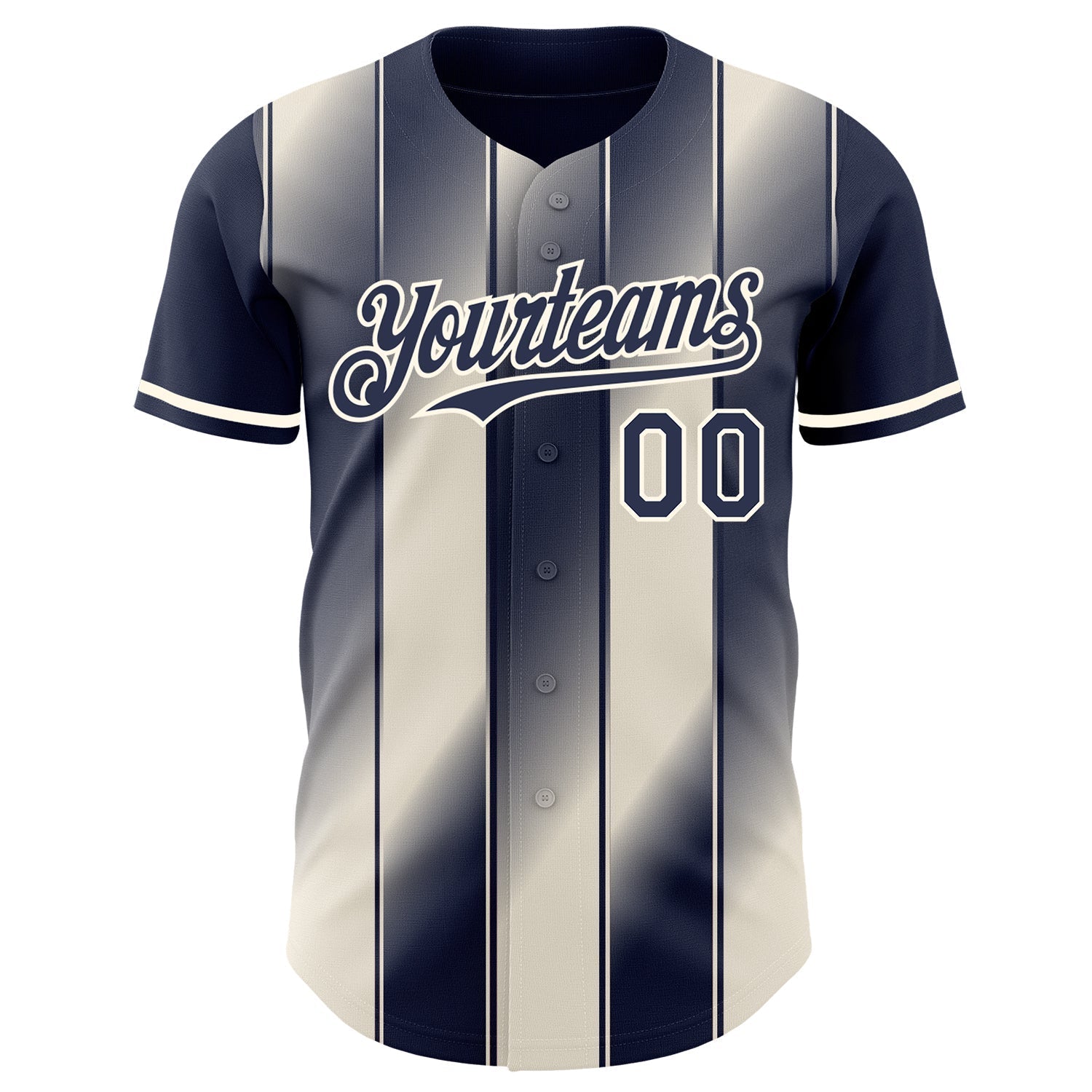 Custom Navy Cream-Cream Gradient Classic Vertical Stripe Authentic Baseball Jersey baseball jersey product view 2